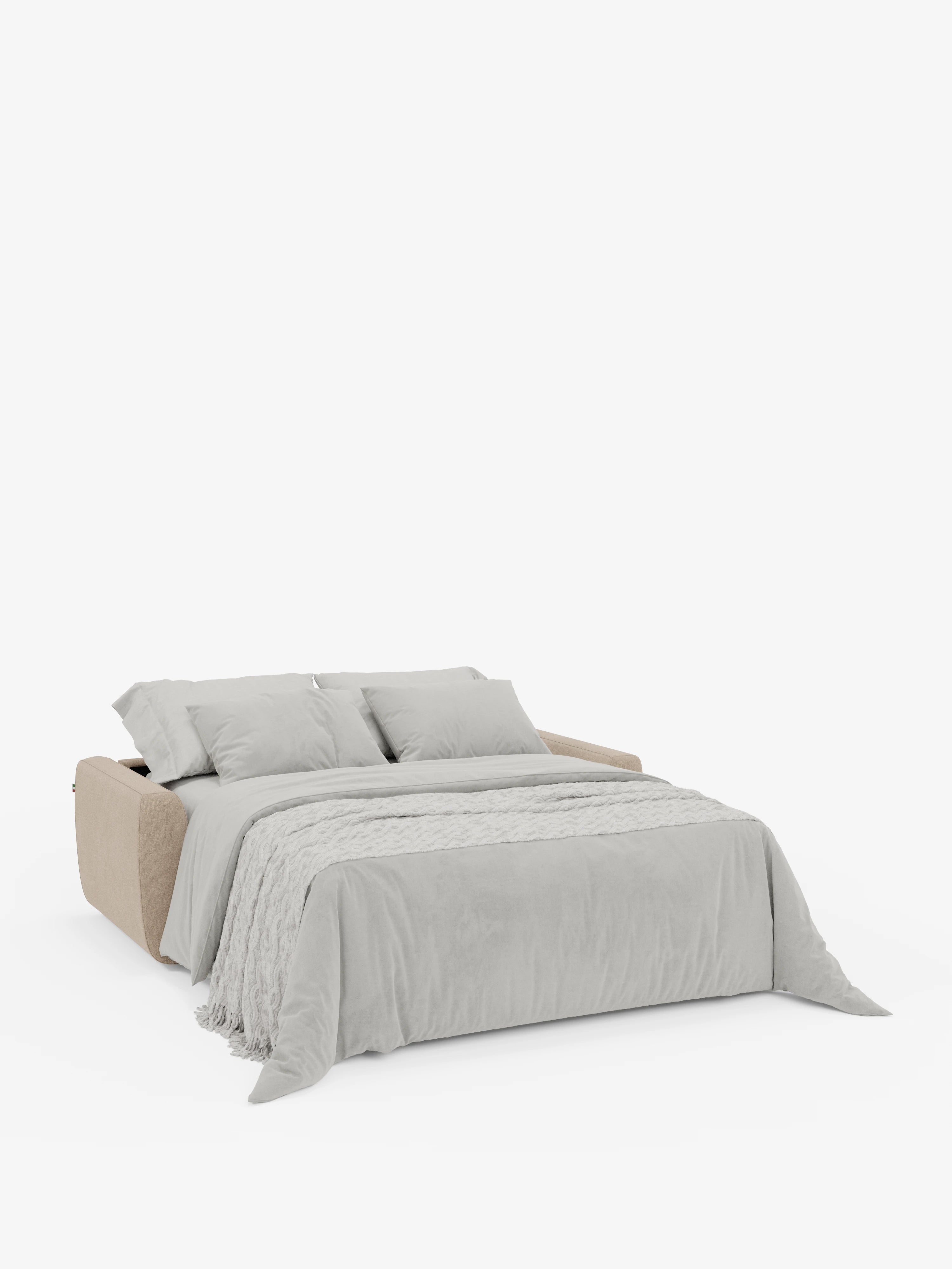 Leonida divano letto sfoderabile 3 posti - materasso alto 18 cm incluso e vano porta-cuscini in Tessuto Smacchiabile