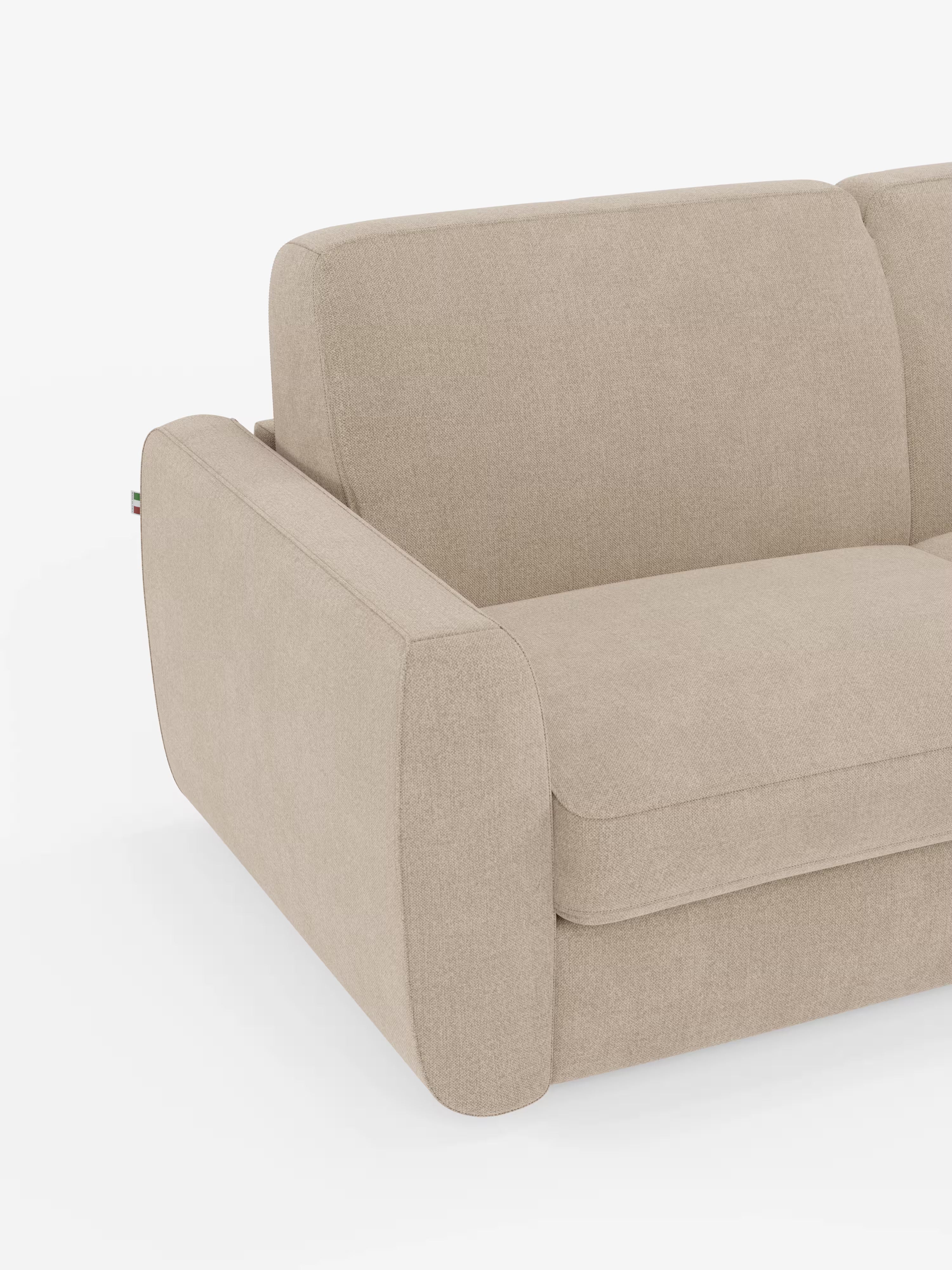 Leonida divano letto sfoderabile 3 posti - materasso alto 18 cm incluso e vano porta-cuscini in Tessuto Smacchiabile