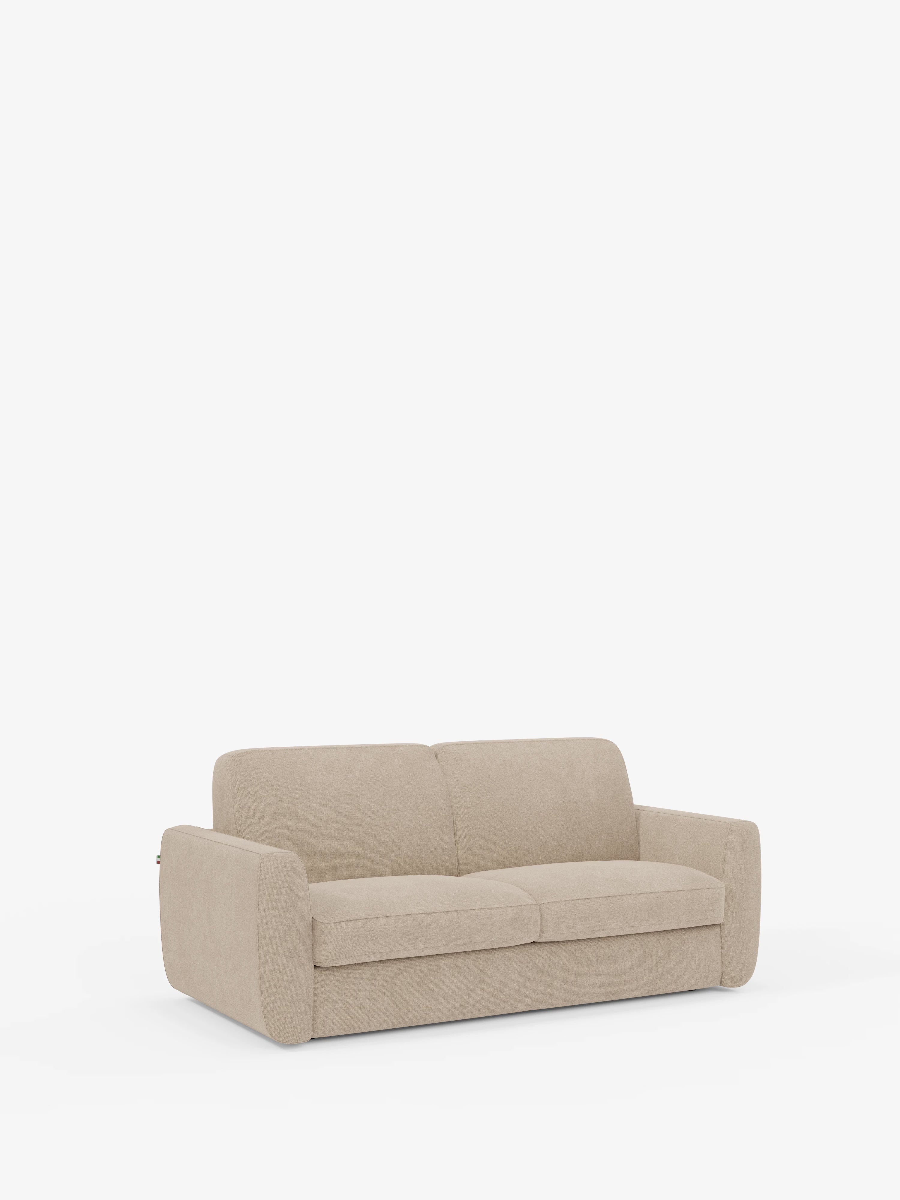 Leonida divano letto sfoderabile 3 posti - materasso alto 18 cm incluso e vano porta-cuscini in Tessuto Smacchiabile