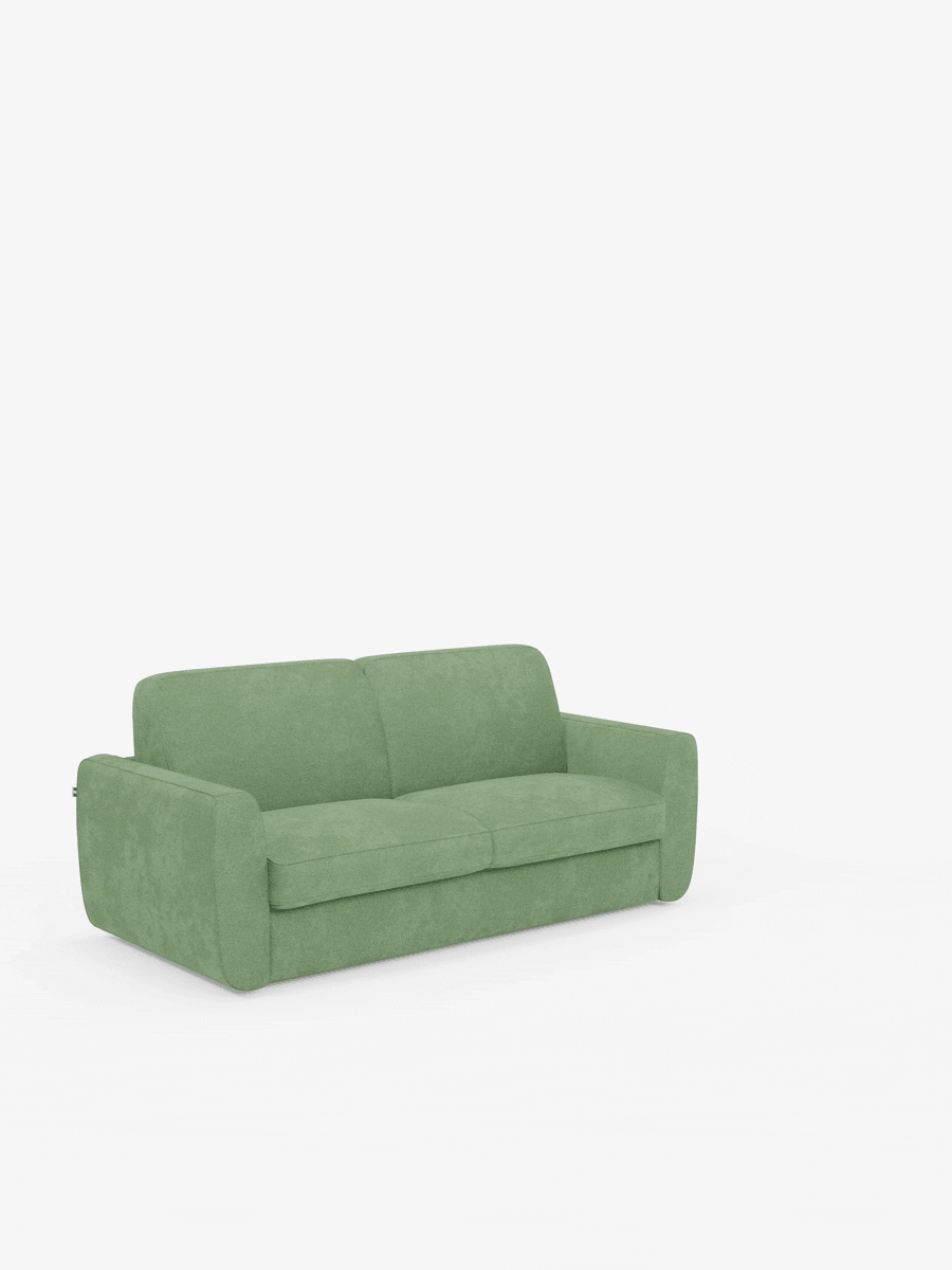 Leonida divano letto sfoderabile 3 posti - materasso alto 18 cm incluso e vano porta-cuscini in Tessuto Smacchiabile