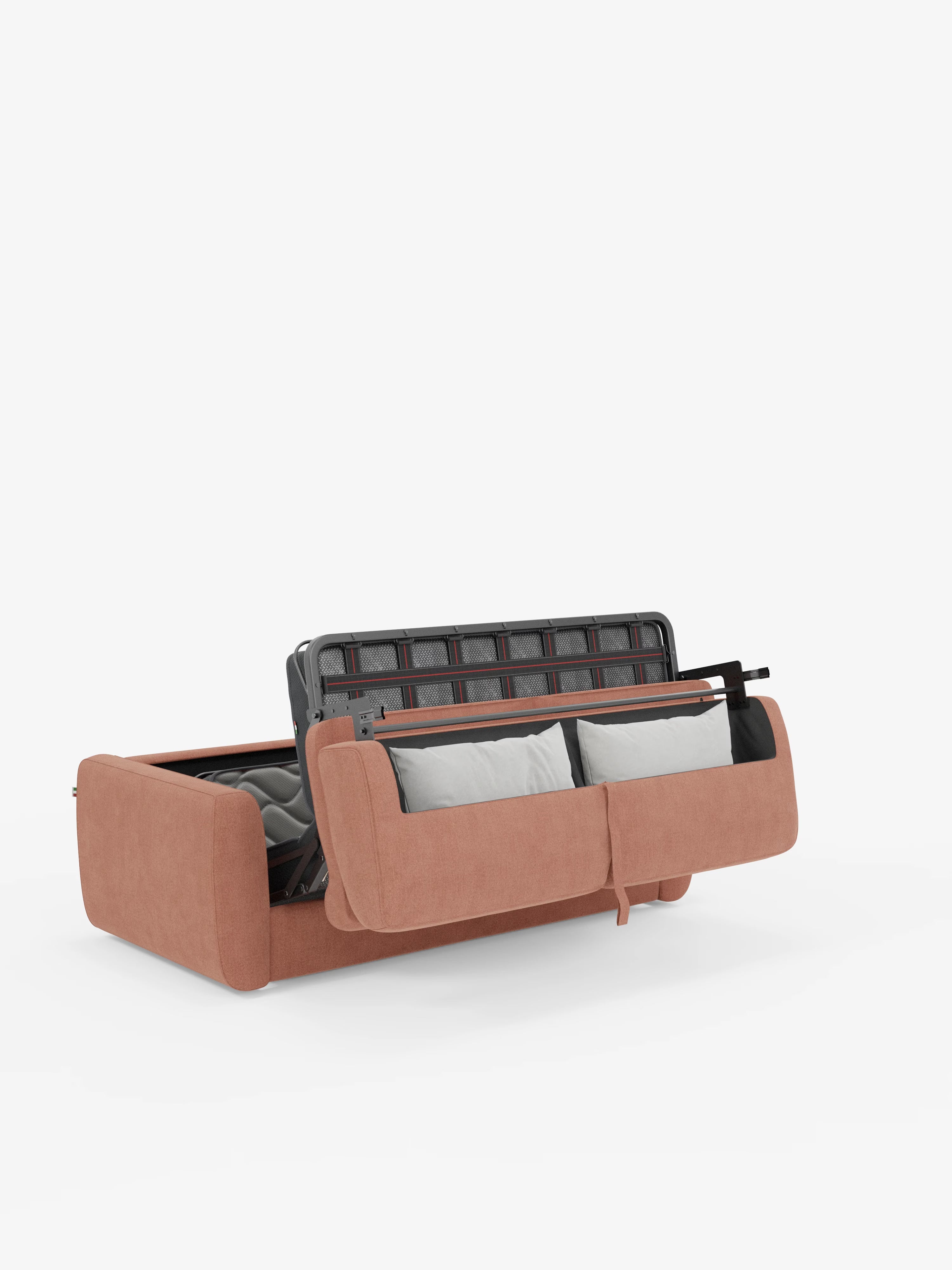 Leonida divano letto sfoderabile 3 posti - materasso alto 18 cm incluso e vano porta-cuscini in Tessuto Smacchiabile