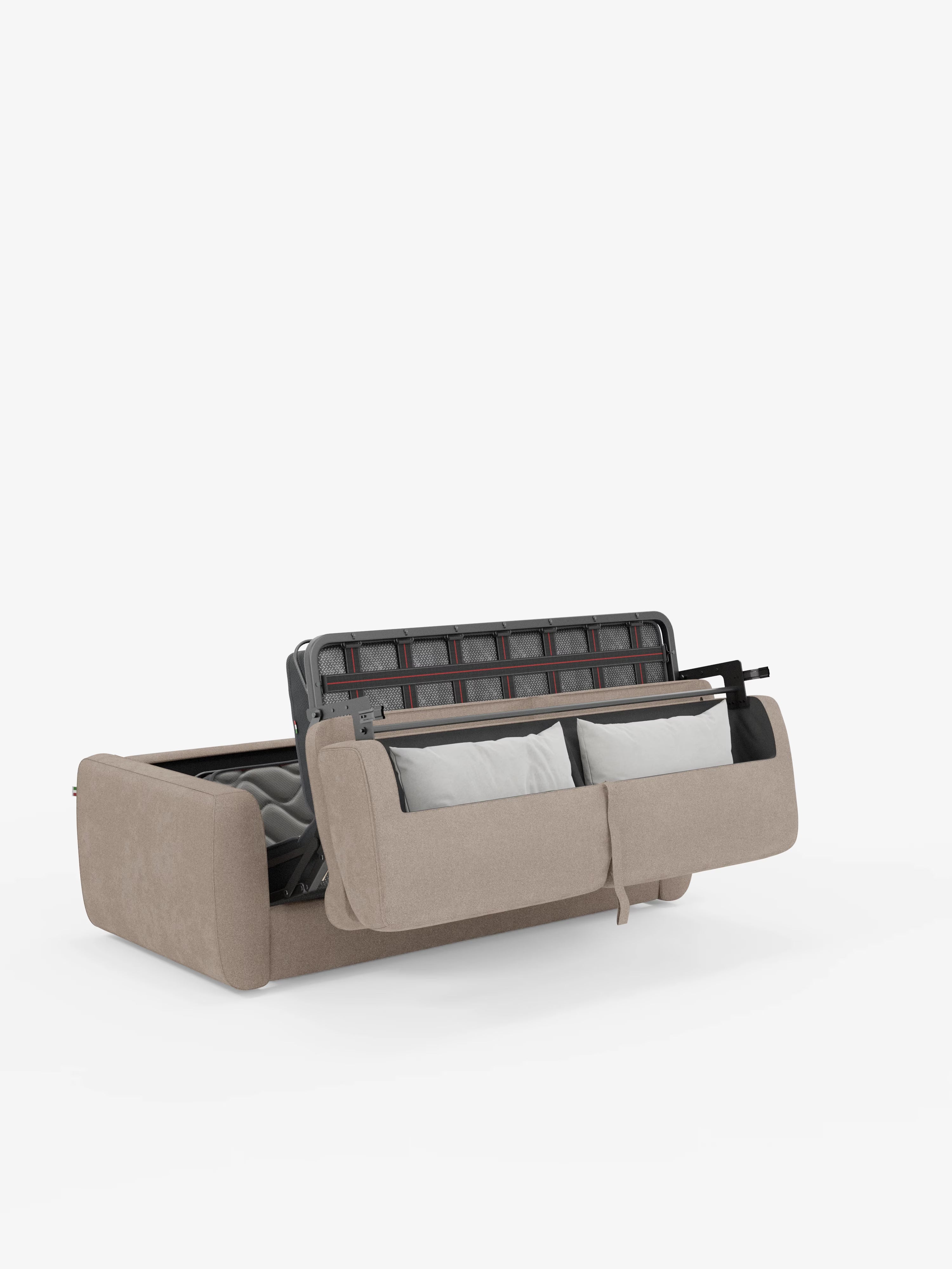 Leonida divano letto sfoderabile 3 posti - materasso alto 18 cm incluso e vano porta-cuscini in Tessuto Smacchiabile