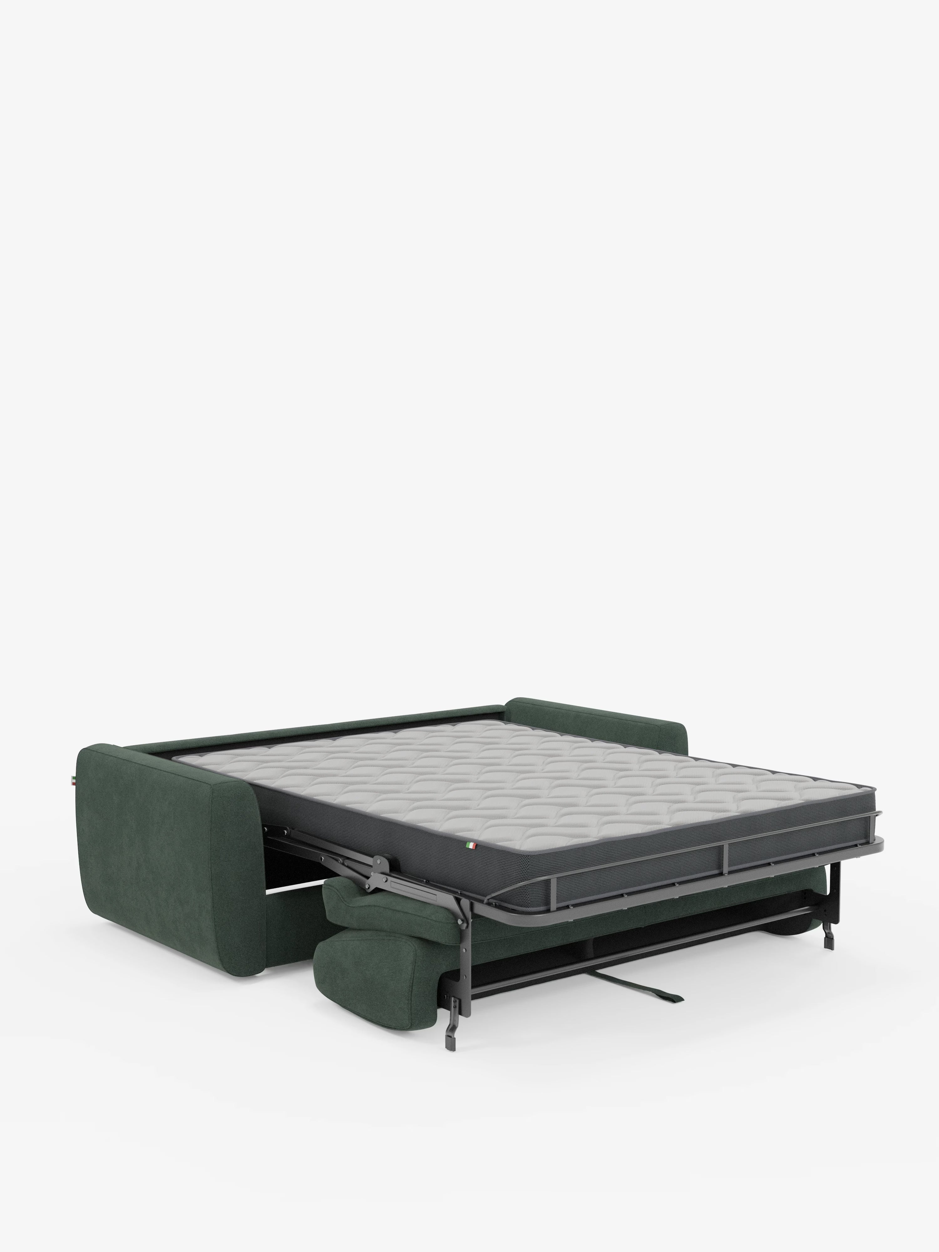 Leonida divano letto sfoderabile 3 posti - materasso alto 18 cm incluso e vano porta-cuscini in Tessuto Smacchiabile