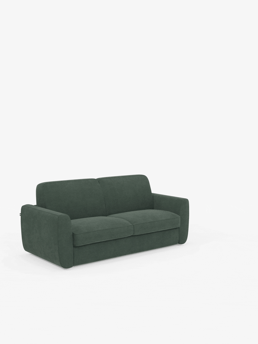 Leonida divano letto sfoderabile 3 posti - materasso alto 18 cm incluso e vano porta-cuscini in Tessuto Smacchiabile