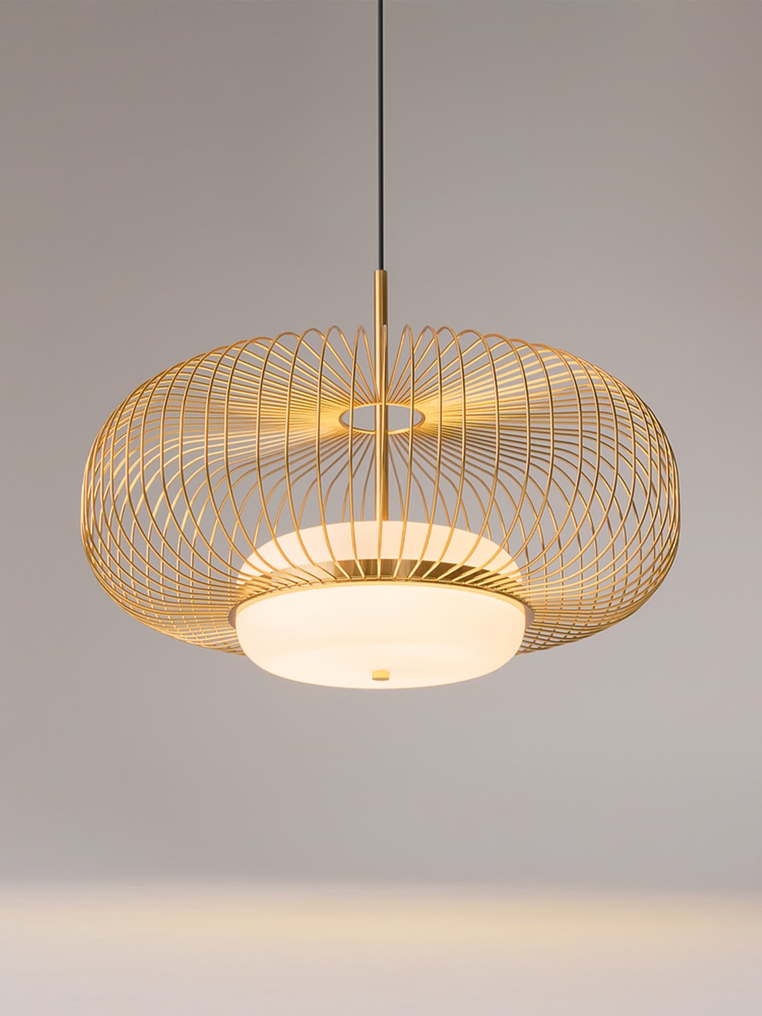 Levitation Brass finish metal pendant lamp with glass diffuser Ø50 cm