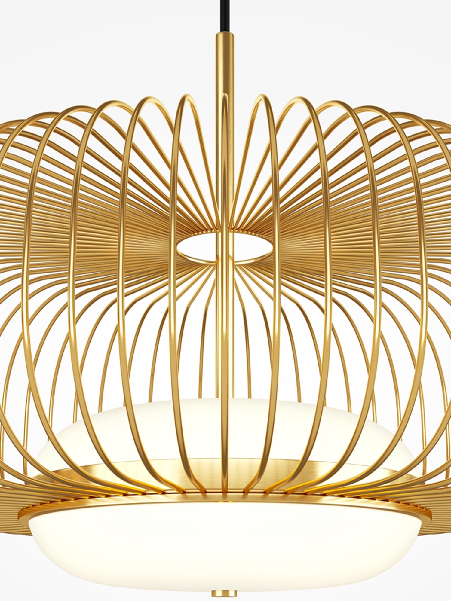 Levitation Brass finish metal pendant lamp with glass diffuser Ø50 cm
