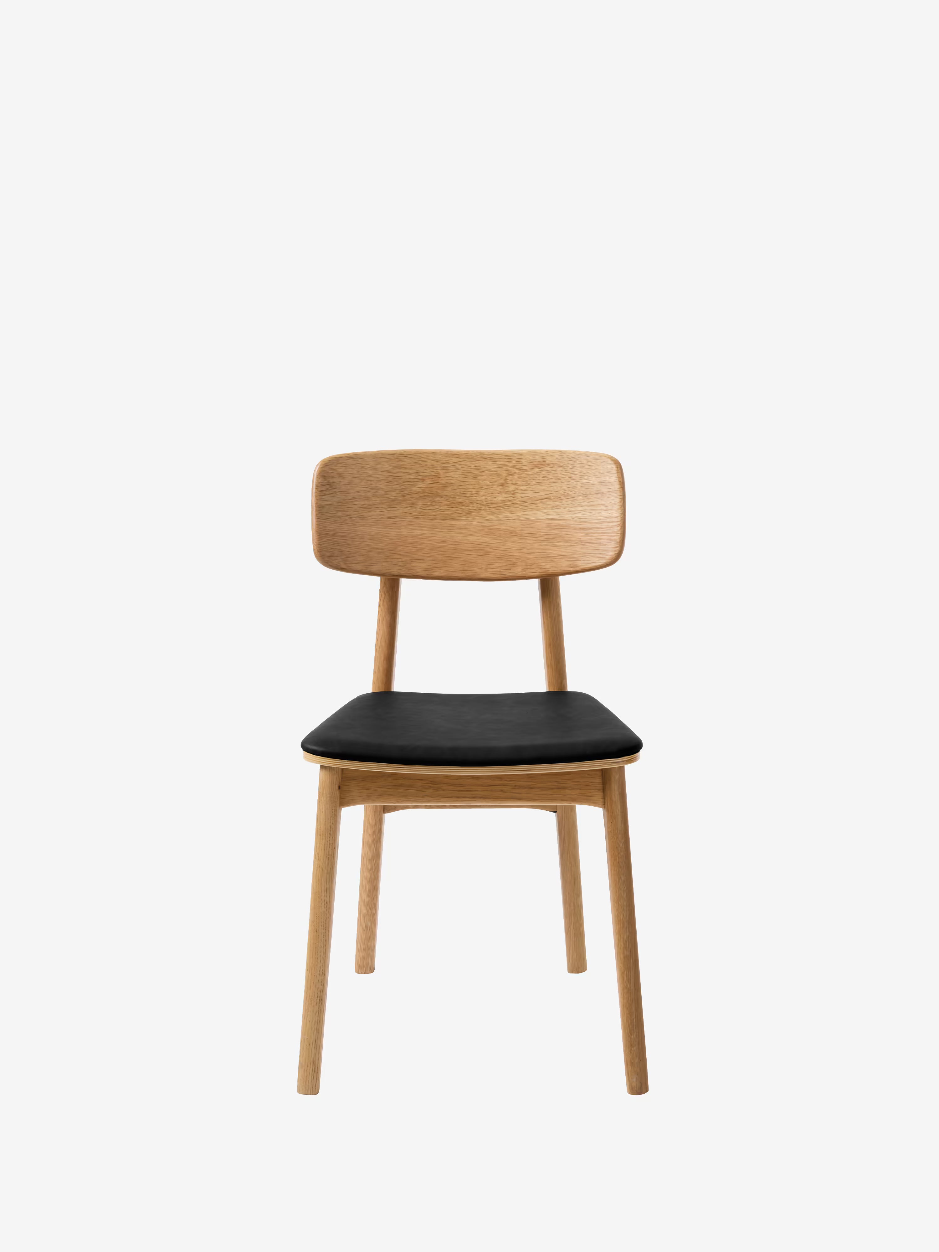 LIVO Chaise en chêne massif naturel avec assise rembourrée en cuir synthétique