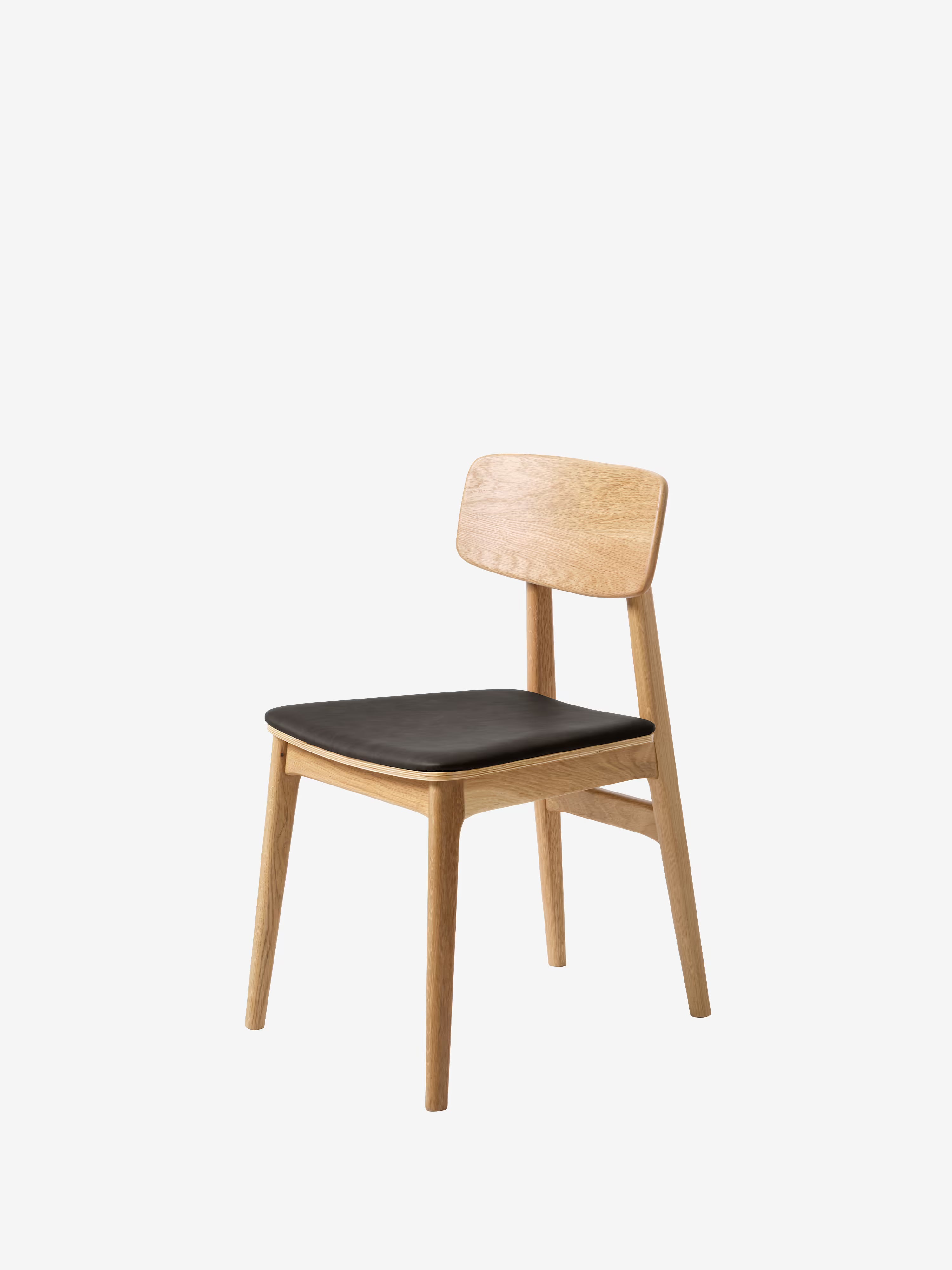 LIVO Chaise en chêne massif naturel avec assise rembourrée en cuir synthétique