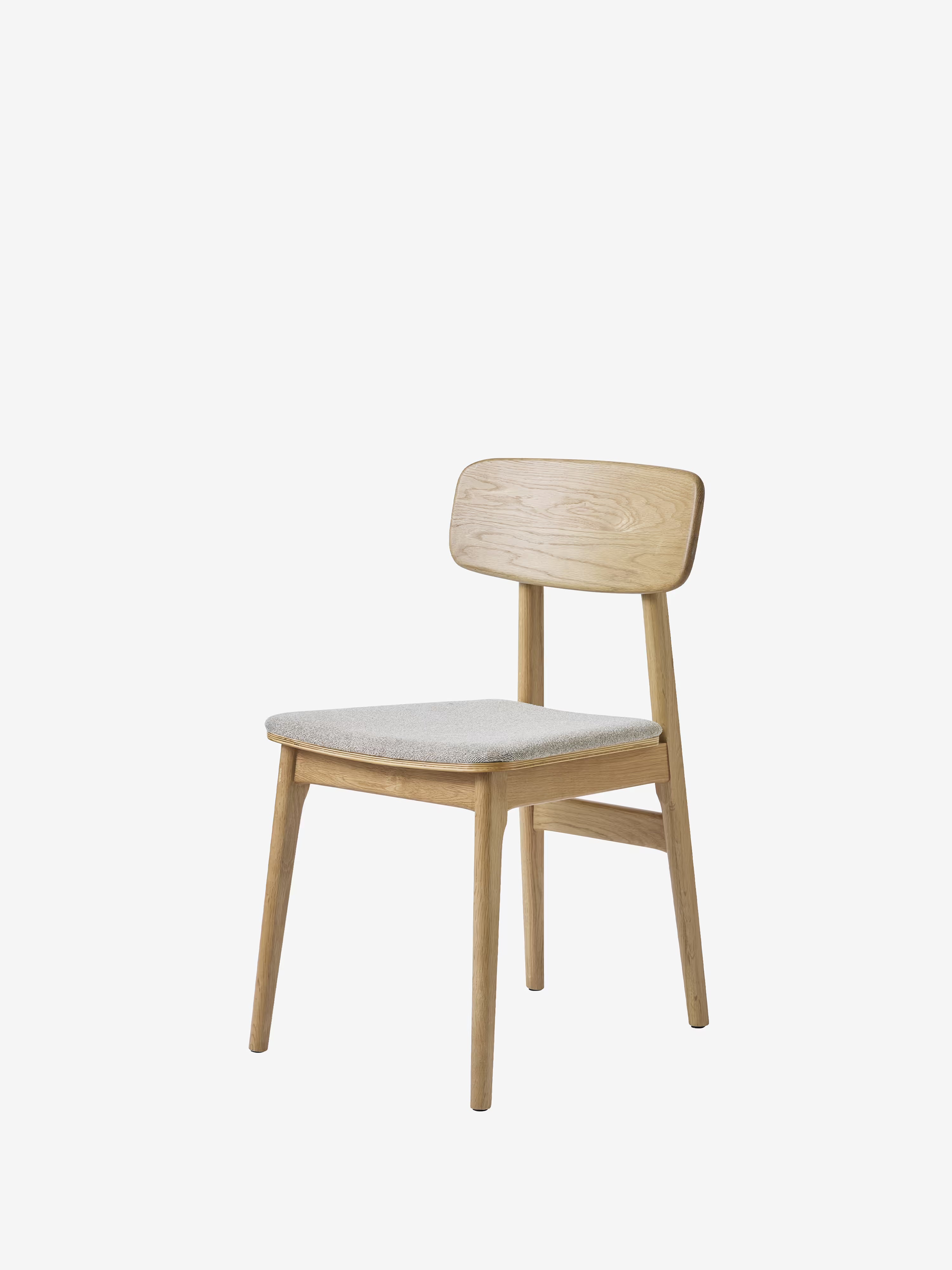 Livo Chaise en chêne massif avec assise rembourrée en tissu beige