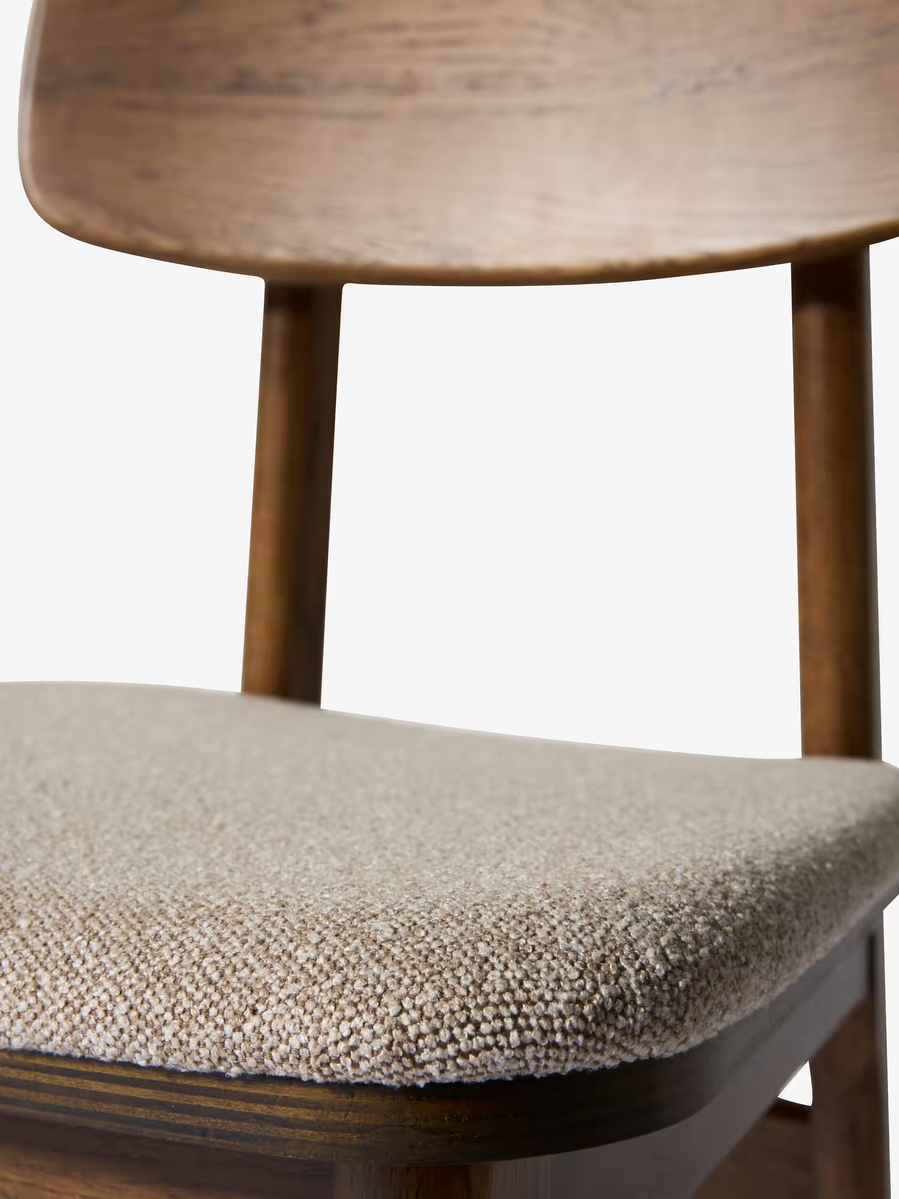 Livo Chaise en chêne massif avec assise rembourrée en tissu beige