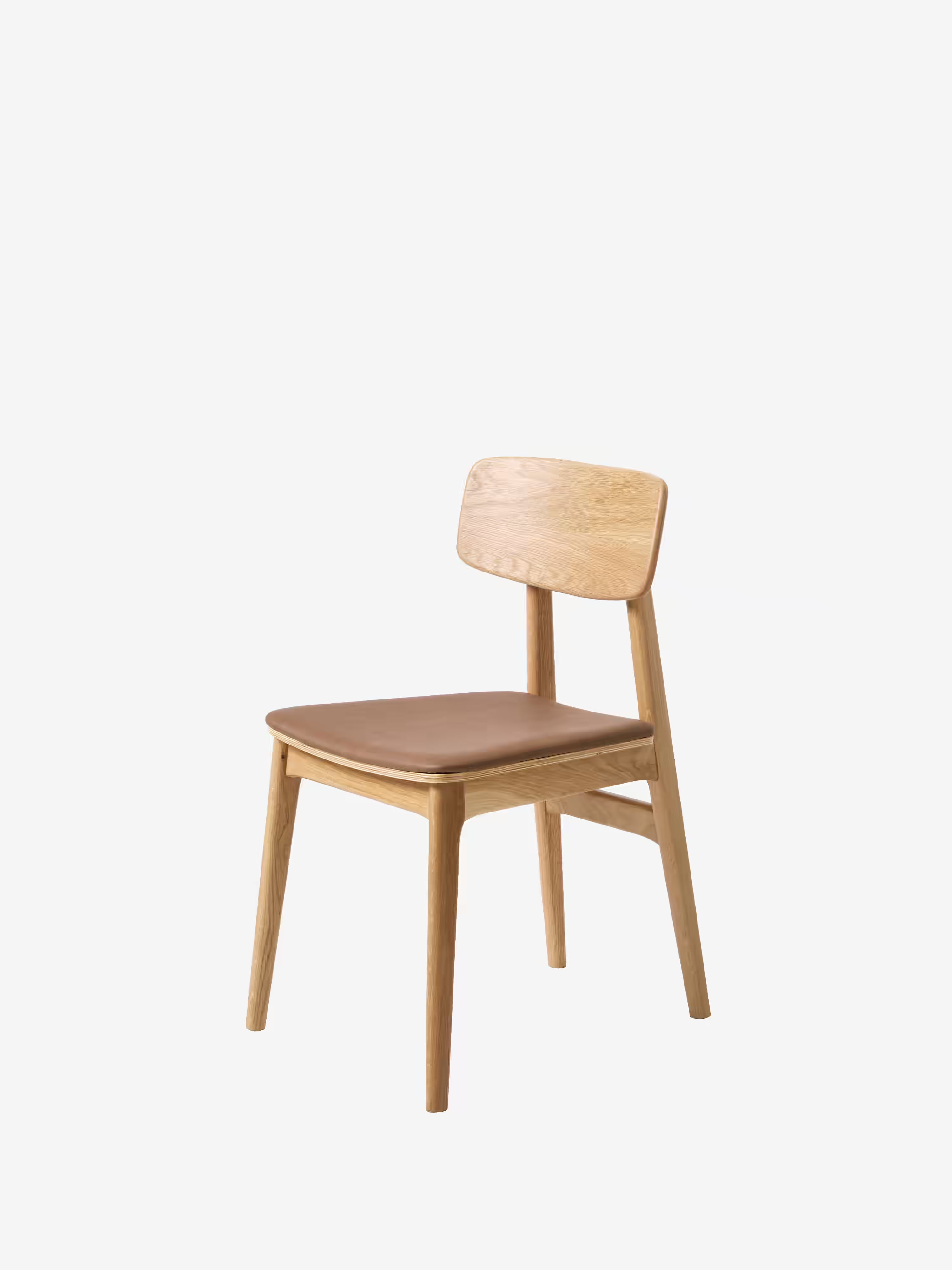 LIVO Chaise en chêne massif naturel avec assise rembourrée en cuir synthétique