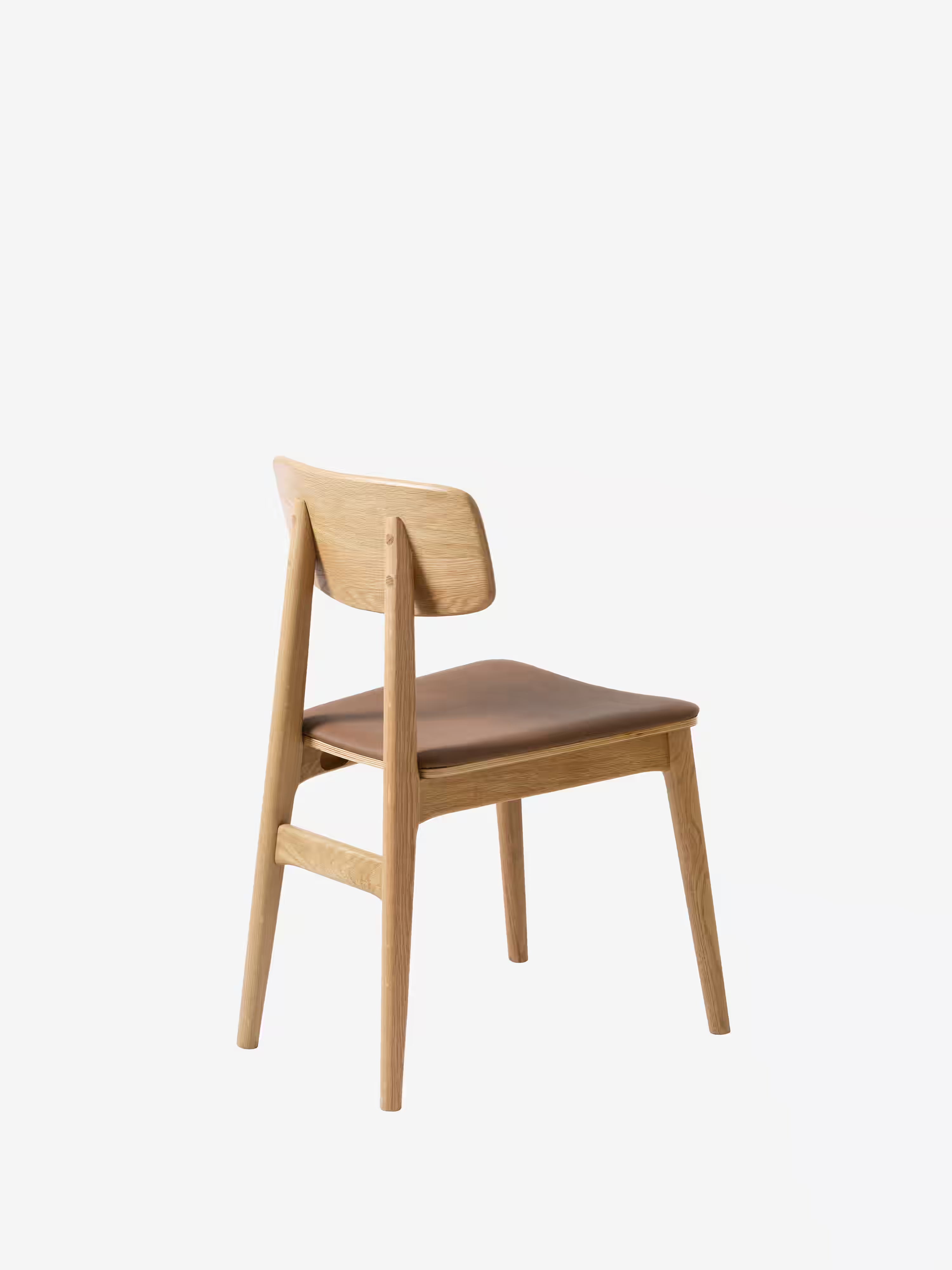 LIVO Chaise en chêne massif naturel avec assise rembourrée en cuir synthétique