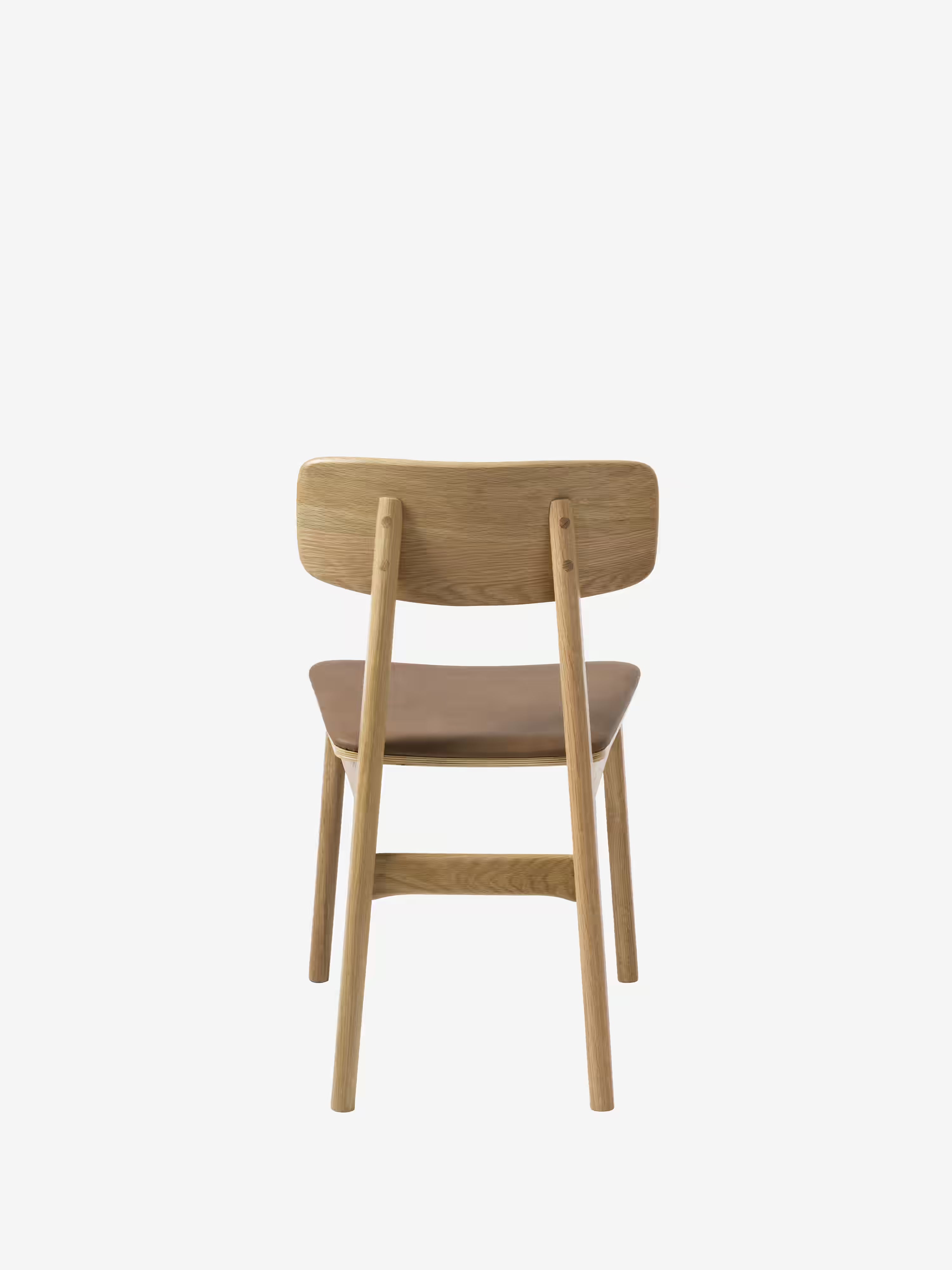 LIVO Chaise en chêne massif naturel avec assise rembourrée en cuir synthétique
