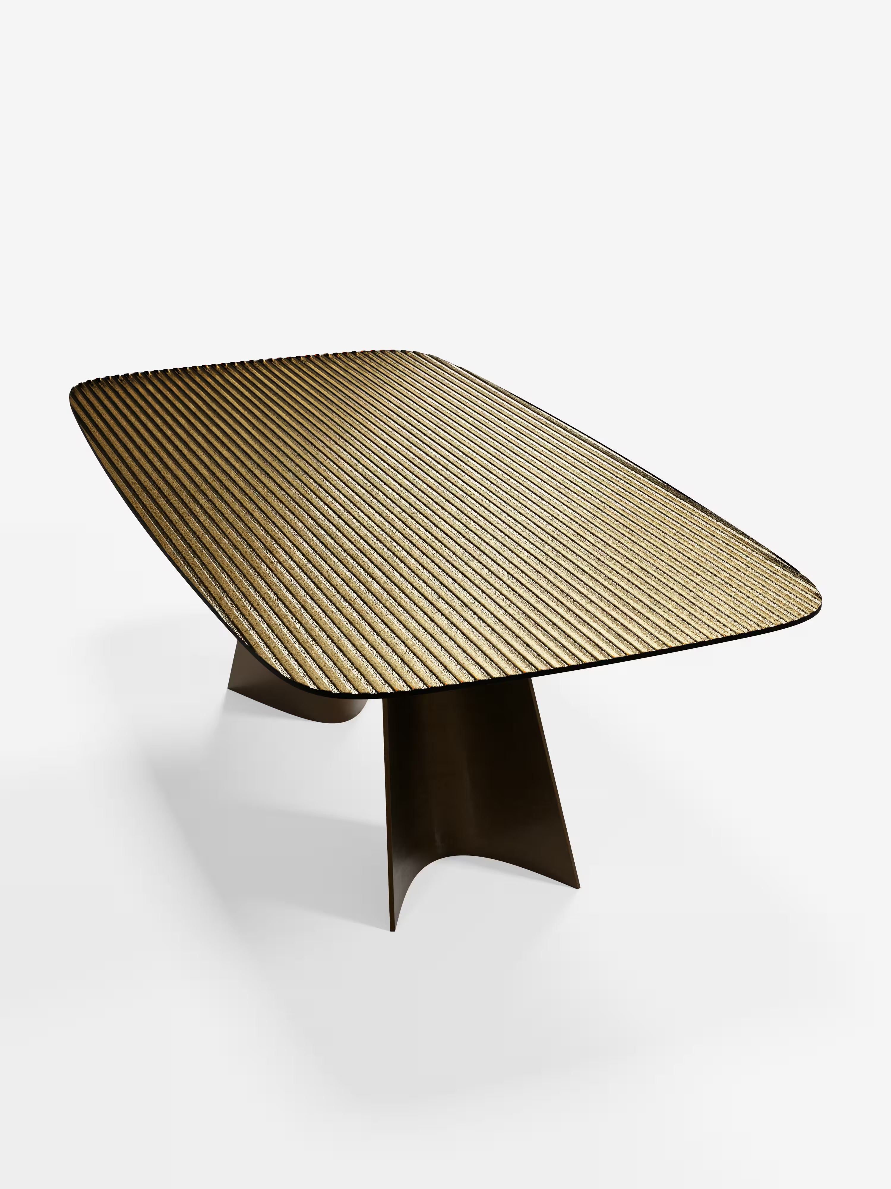 Louis Tavolo da pranzo rettangolare 210x110 cm in vetro rigato retroargentato