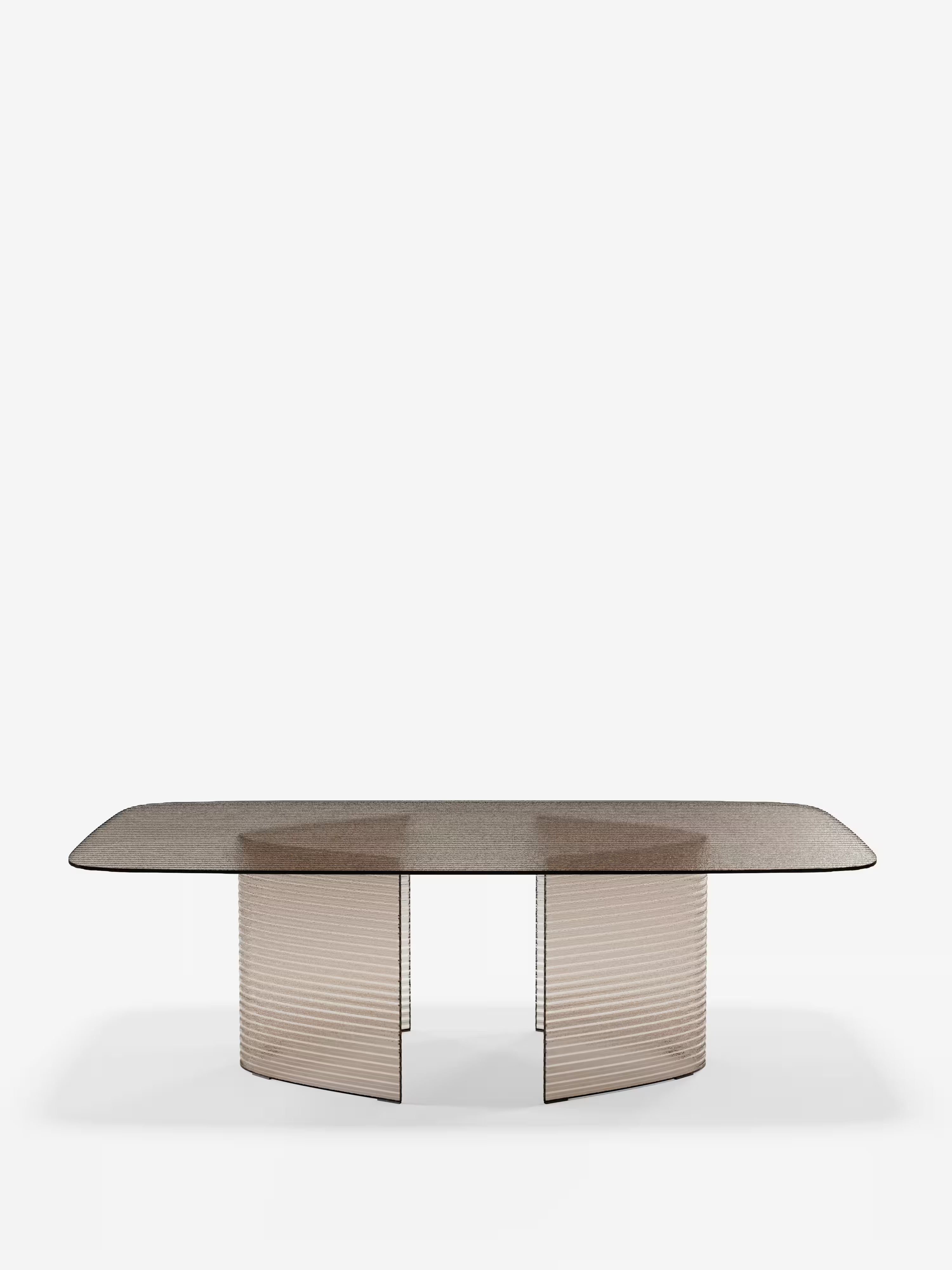 Lovely Tavolo da pranzo rettangolare 240×120 cm in vetro rigato