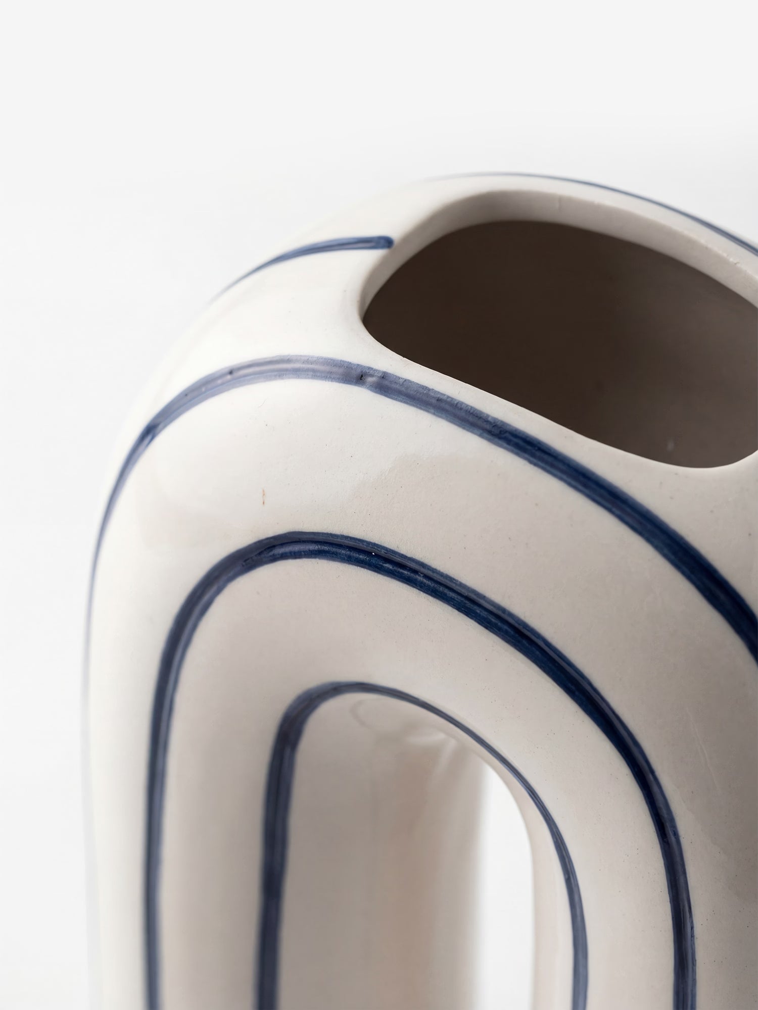 Mae blue and white ceramic vase with sculptural design