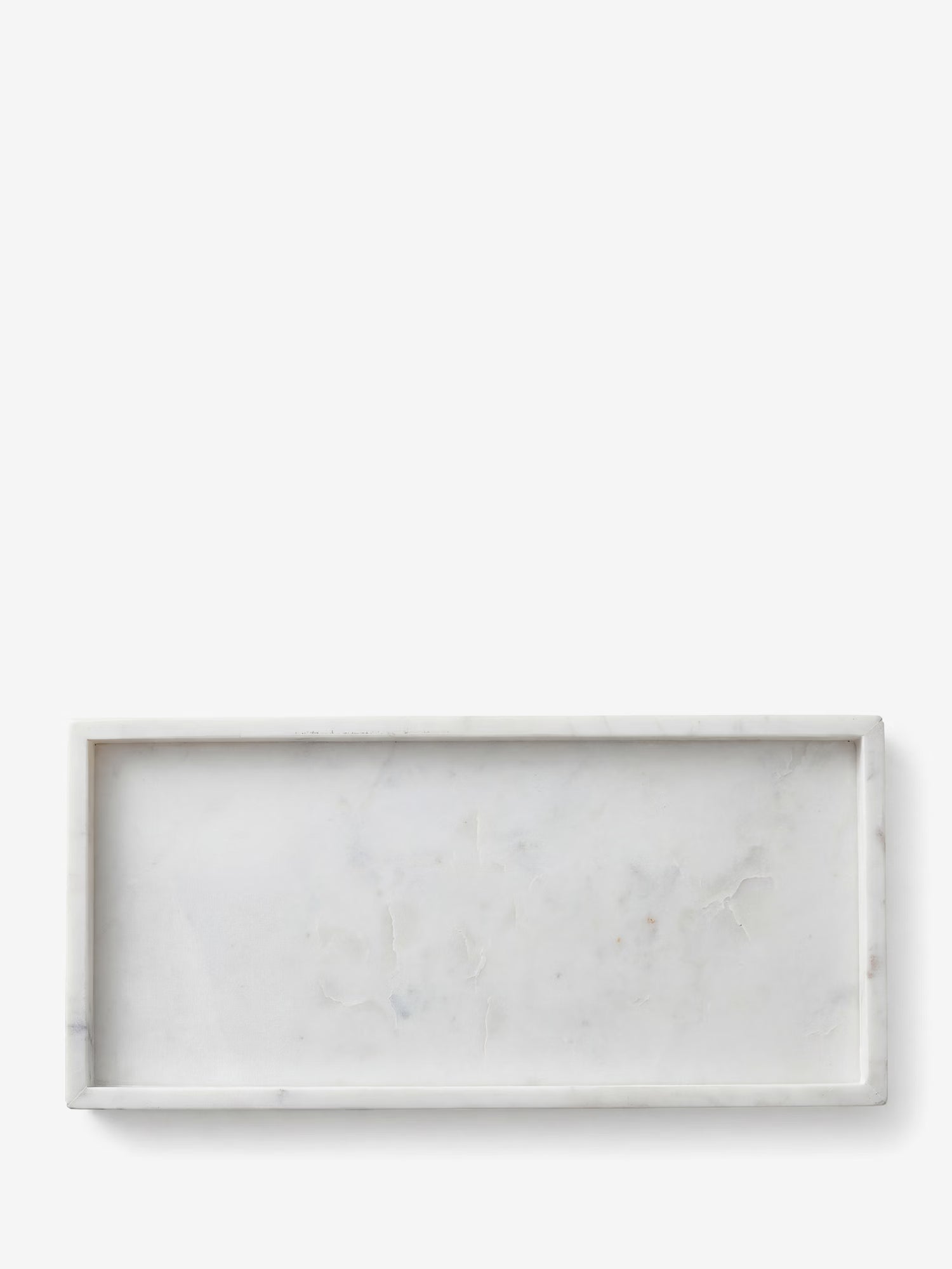 Majsa plateau rectangulaire en marbre blanc au charme essentiel 38x18 cm
