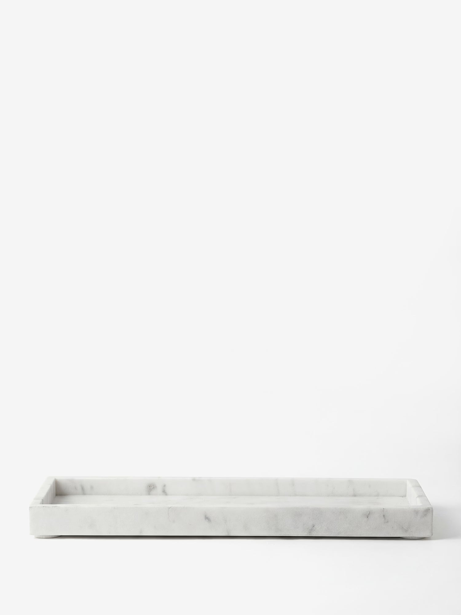 Majsa plateau rectangulaire en marbre blanc au charme essentiel 38x18 cm