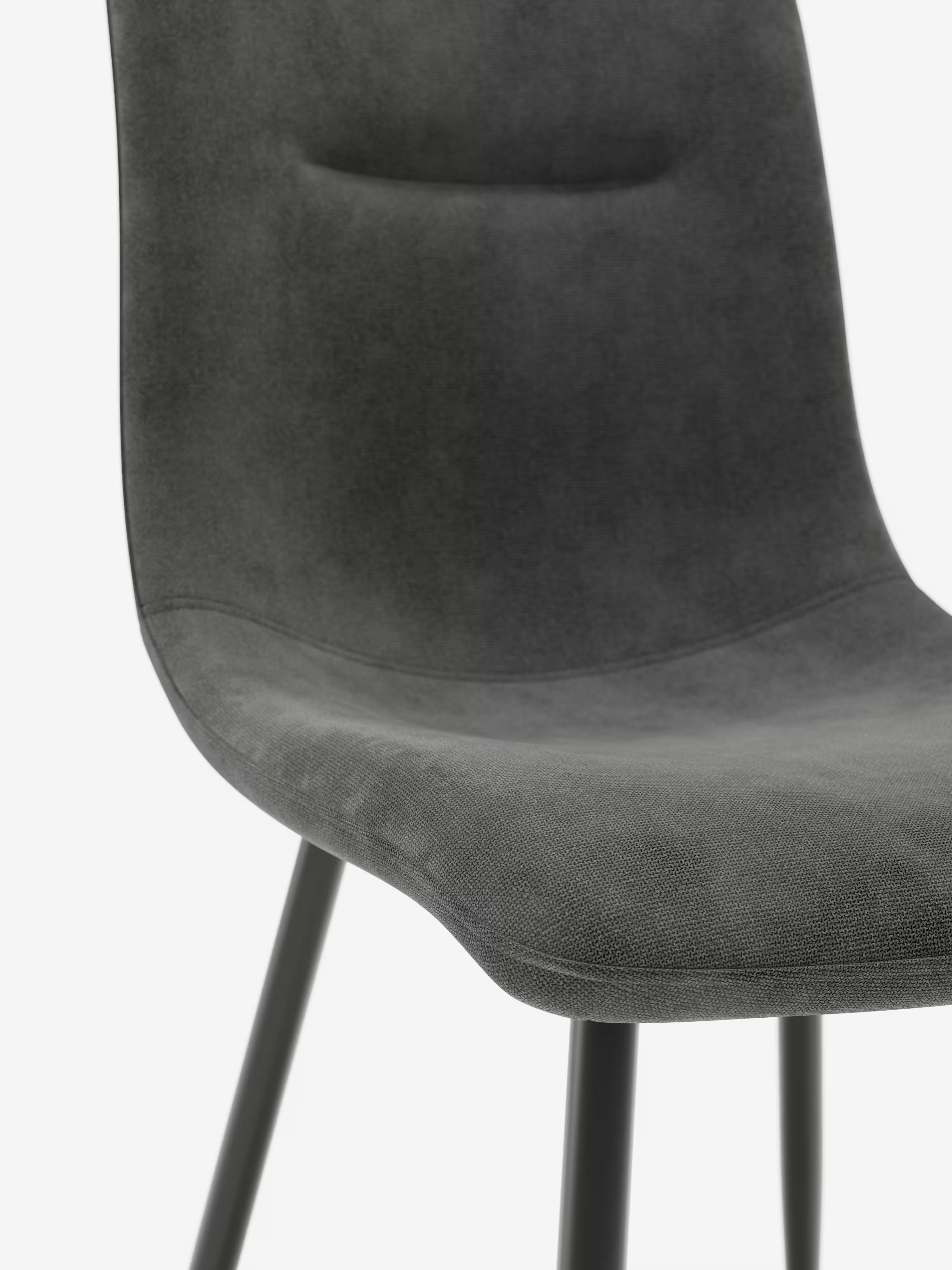 Chaise Mandy rembourrée gris foncé avec pieds en métal laqué noir