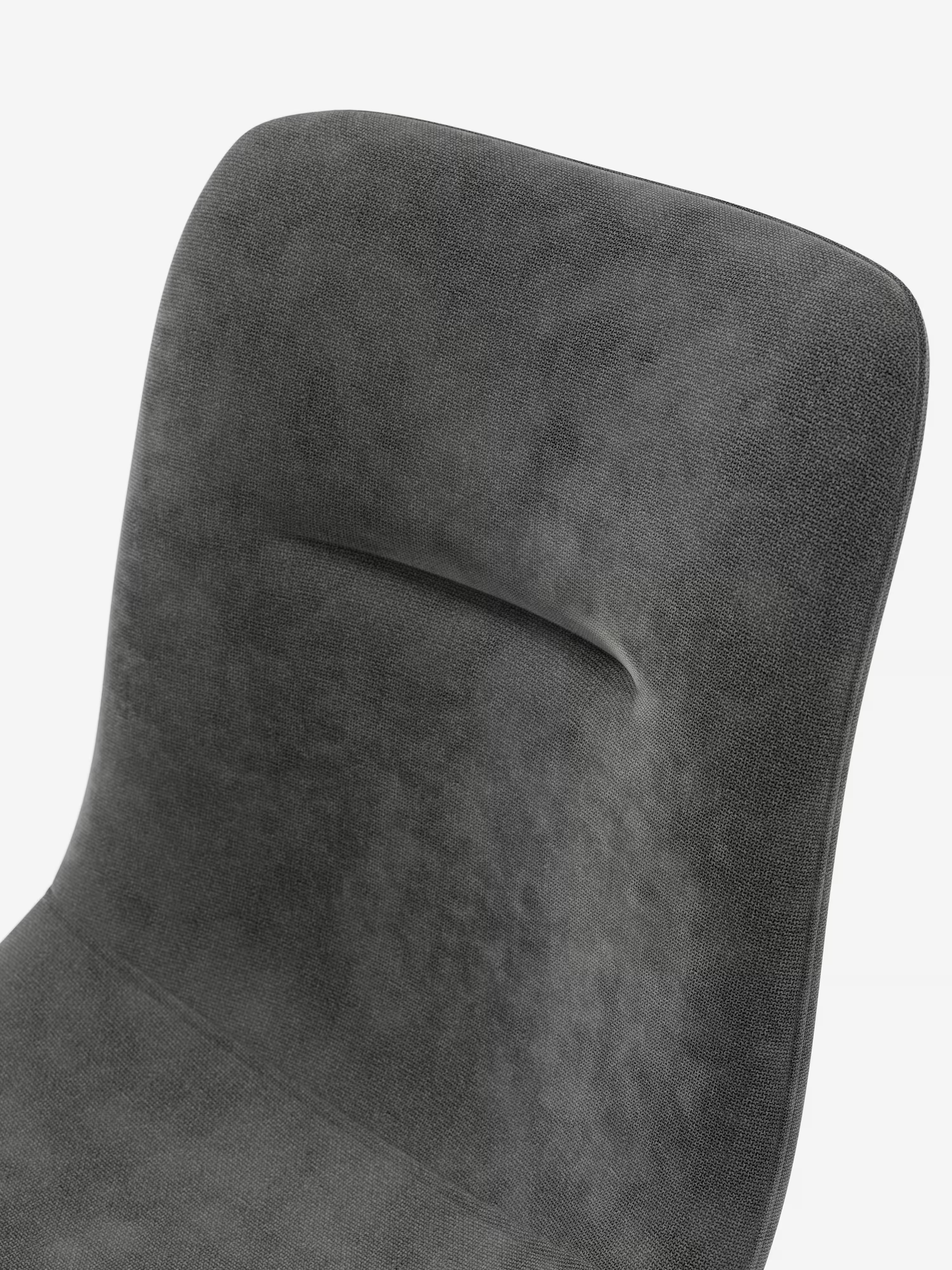 Chaise Mandy rembourrée gris foncé avec pieds en métal laqué noir