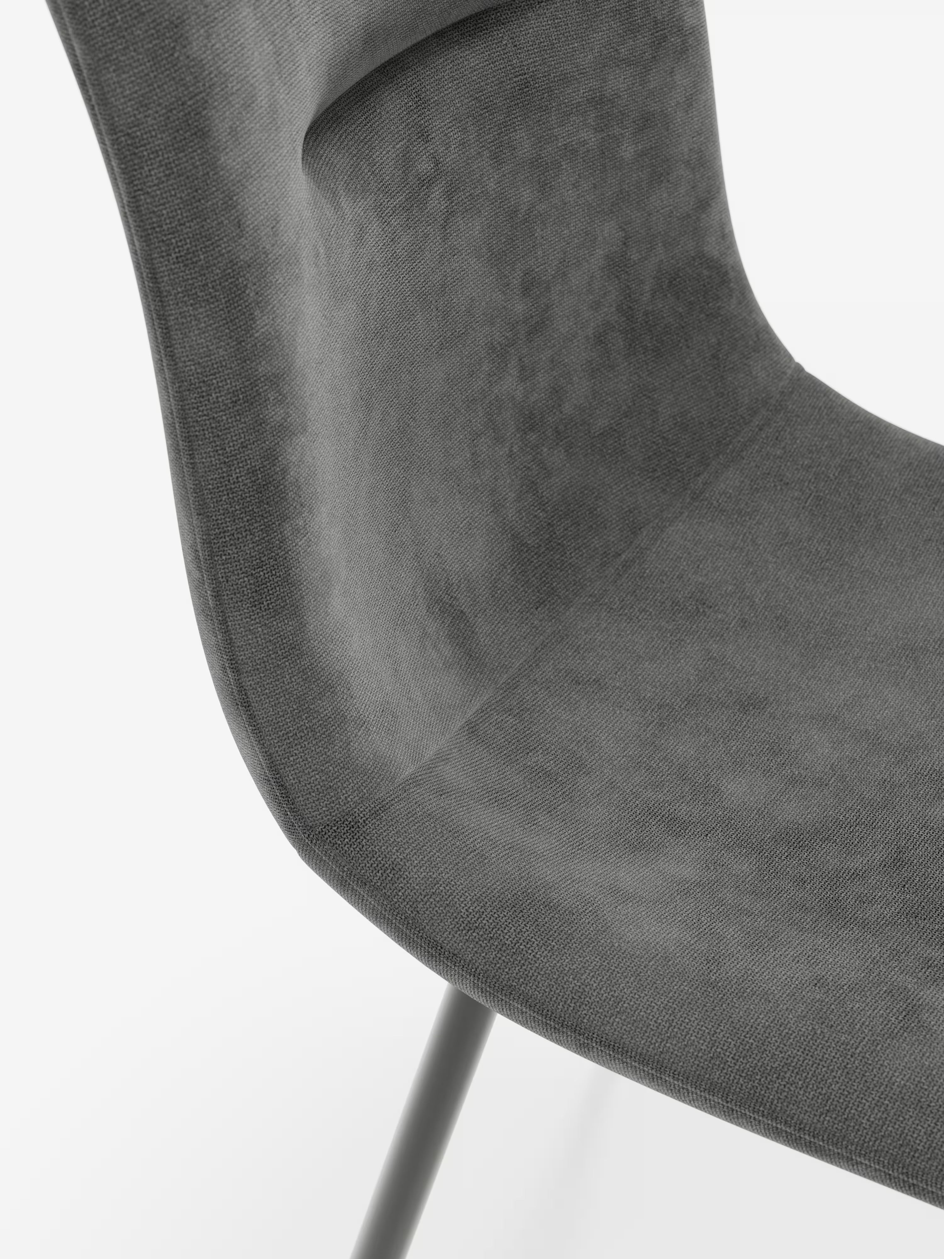 Chaise Mandy rembourrée gris foncé avec pieds en métal laqué noir