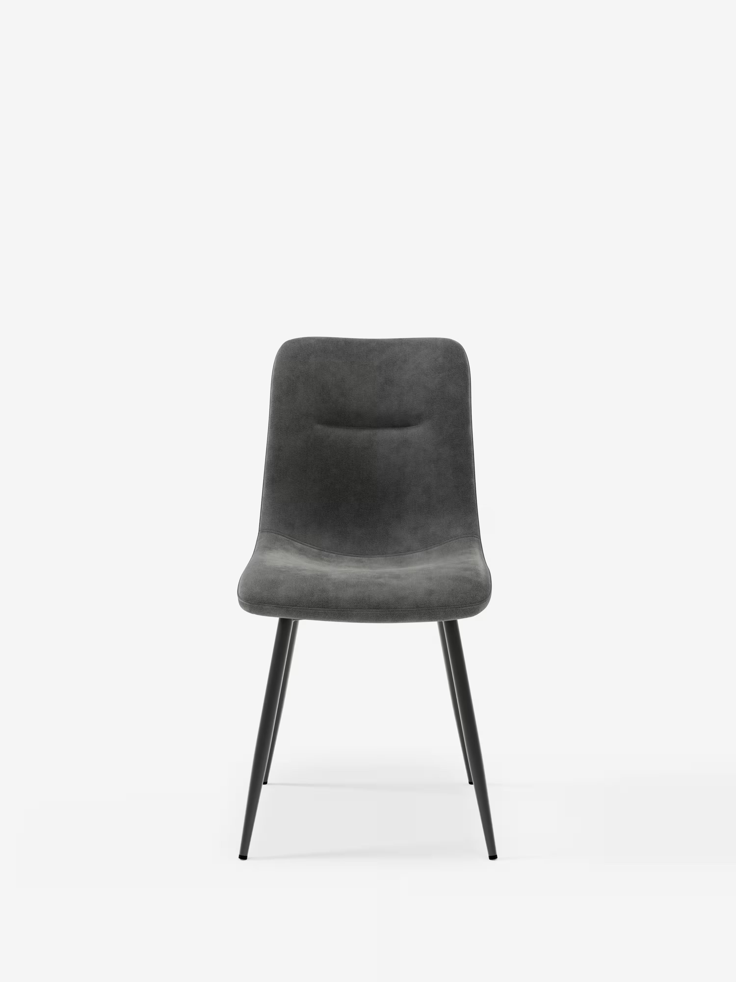 Chaise Mandy rembourrée gris foncé avec pieds en métal laqué noir