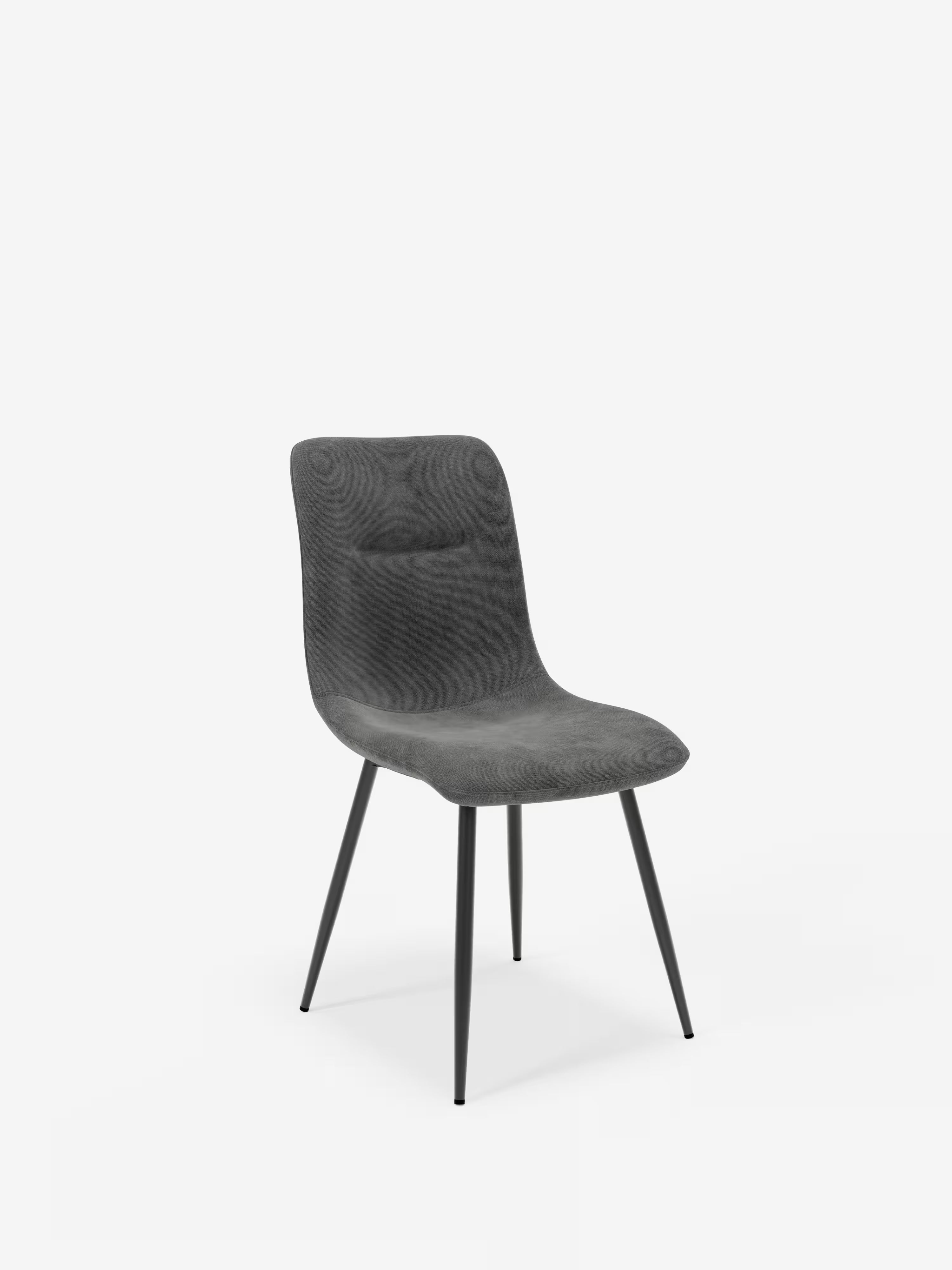 Chaise Mandy rembourrée gris foncé avec pieds en métal laqué noir