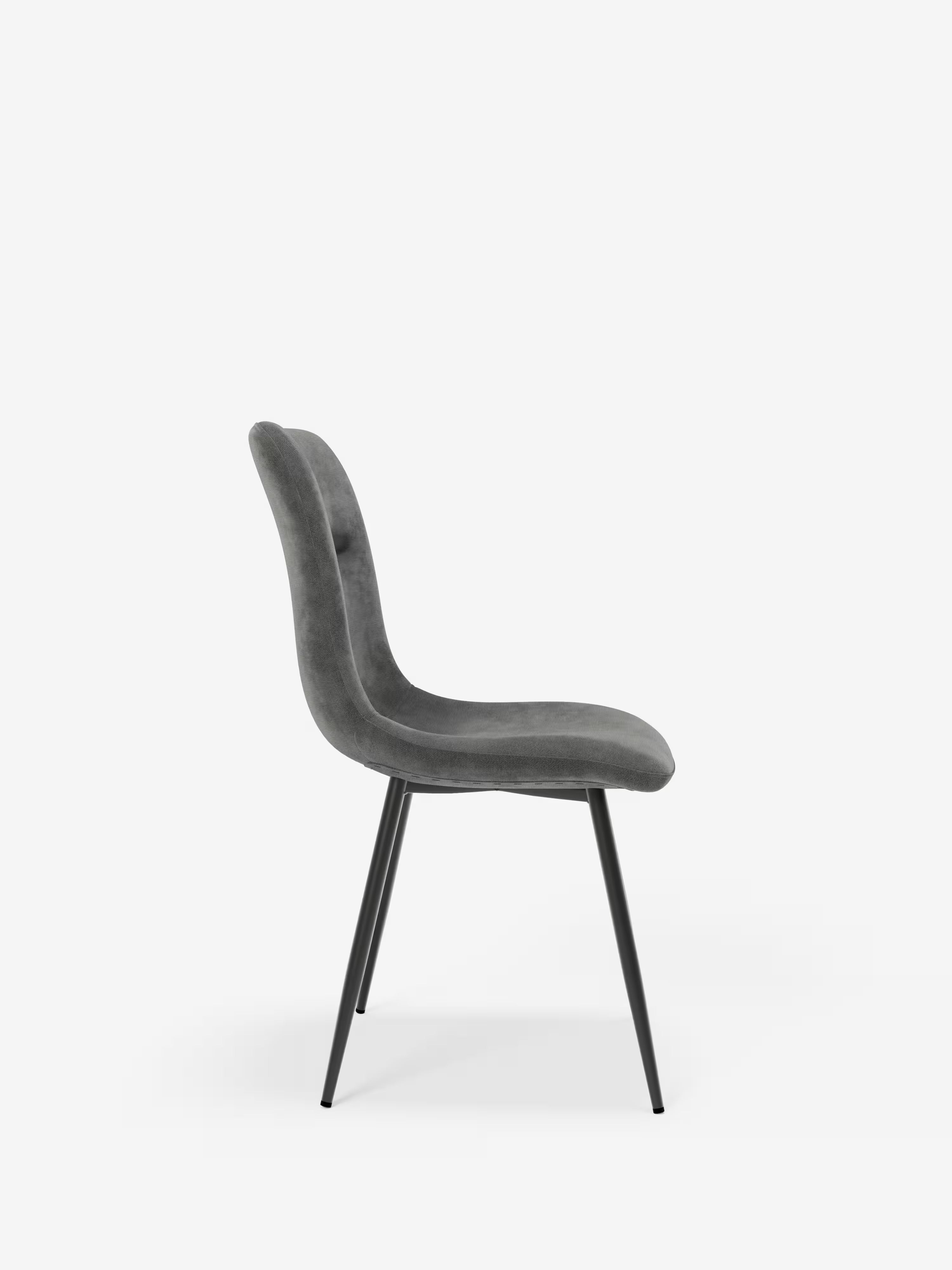 Chaise Mandy rembourrée gris foncé avec pieds en métal laqué noir