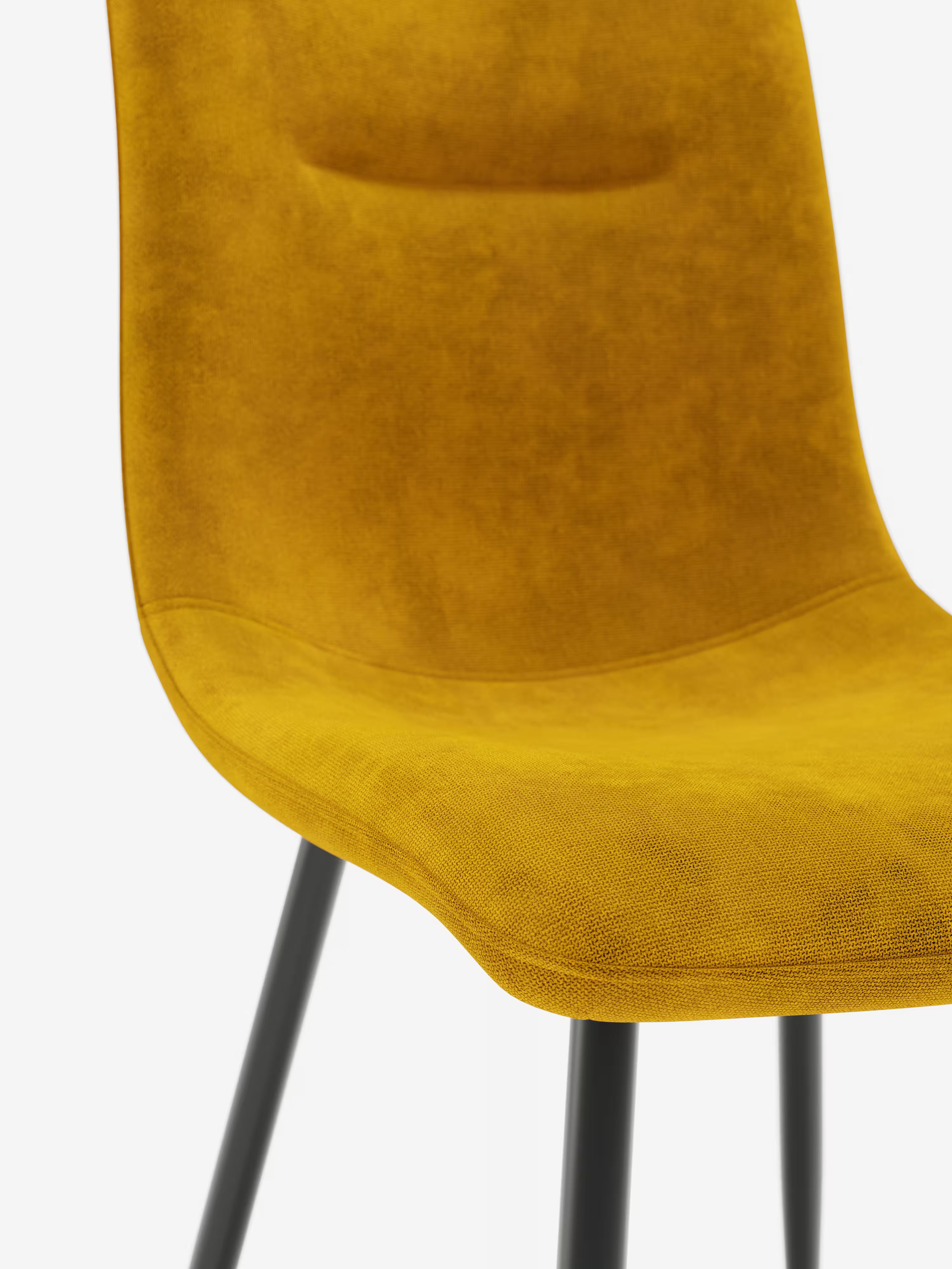 Chaise Mandy rembourrée jaune avec pieds en métal laqué noir