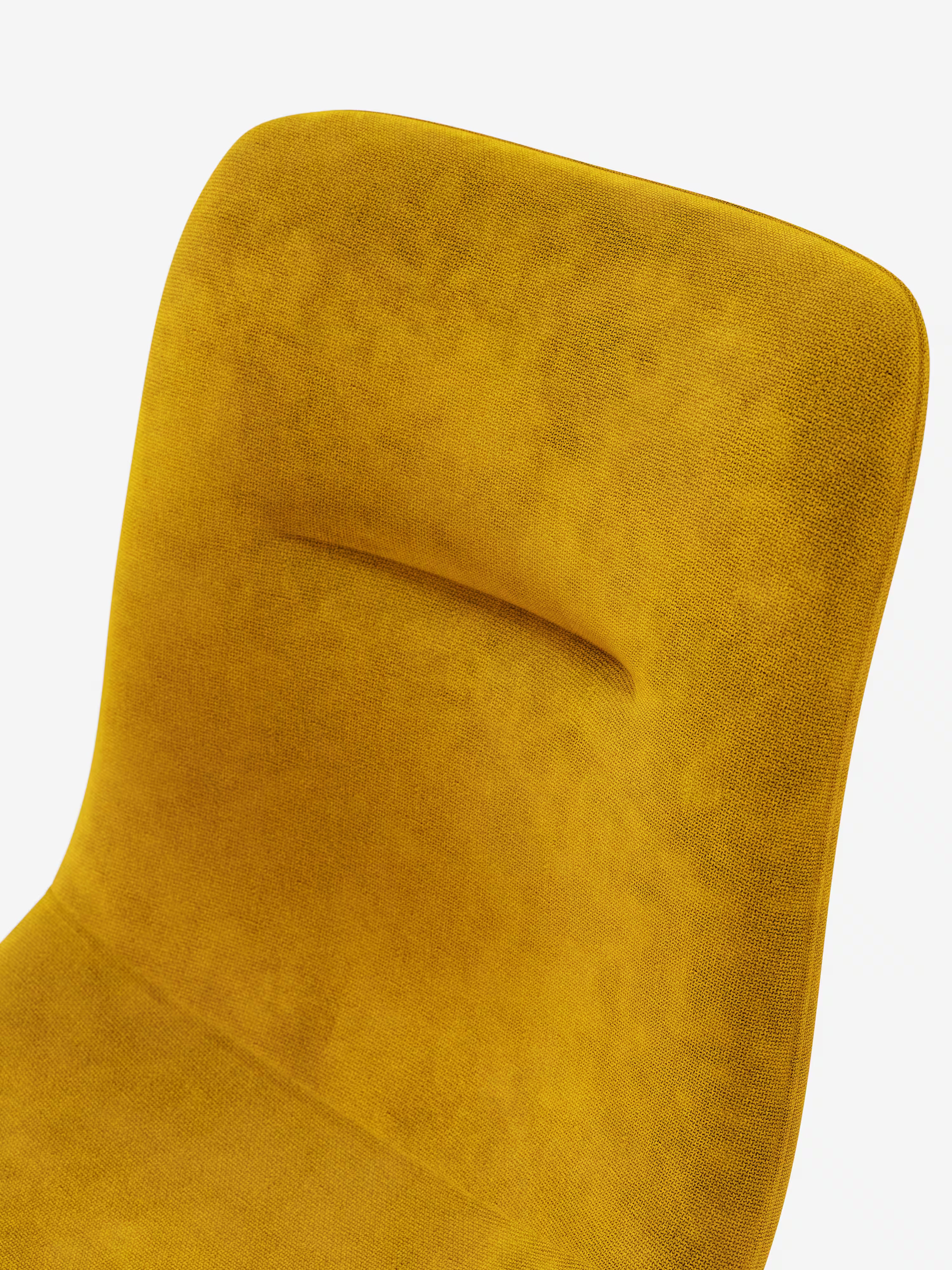 Chaise Mandy rembourrée jaune avec pieds en métal laqué noir