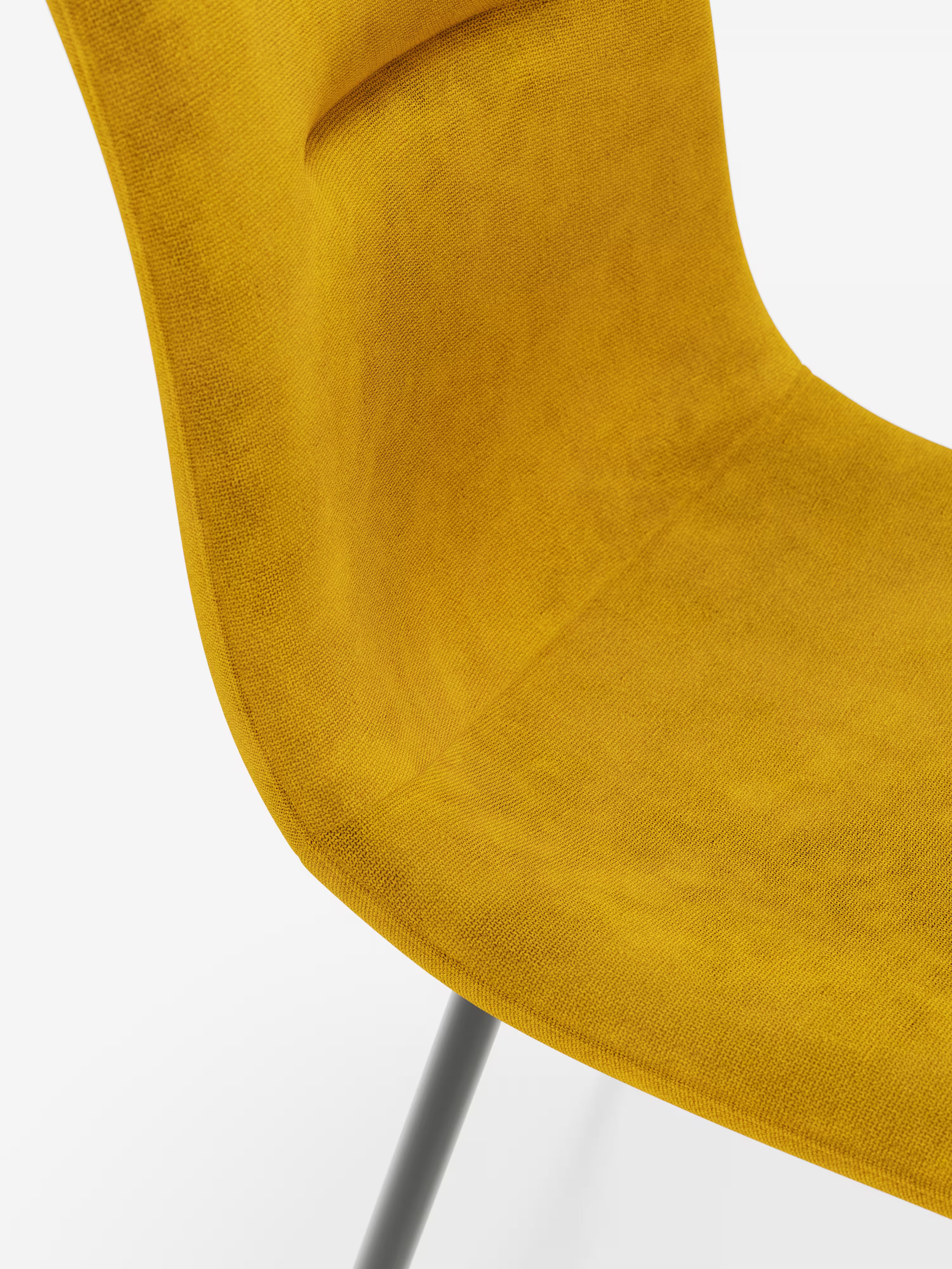 Chaise Mandy rembourrée jaune avec pieds en métal laqué noir