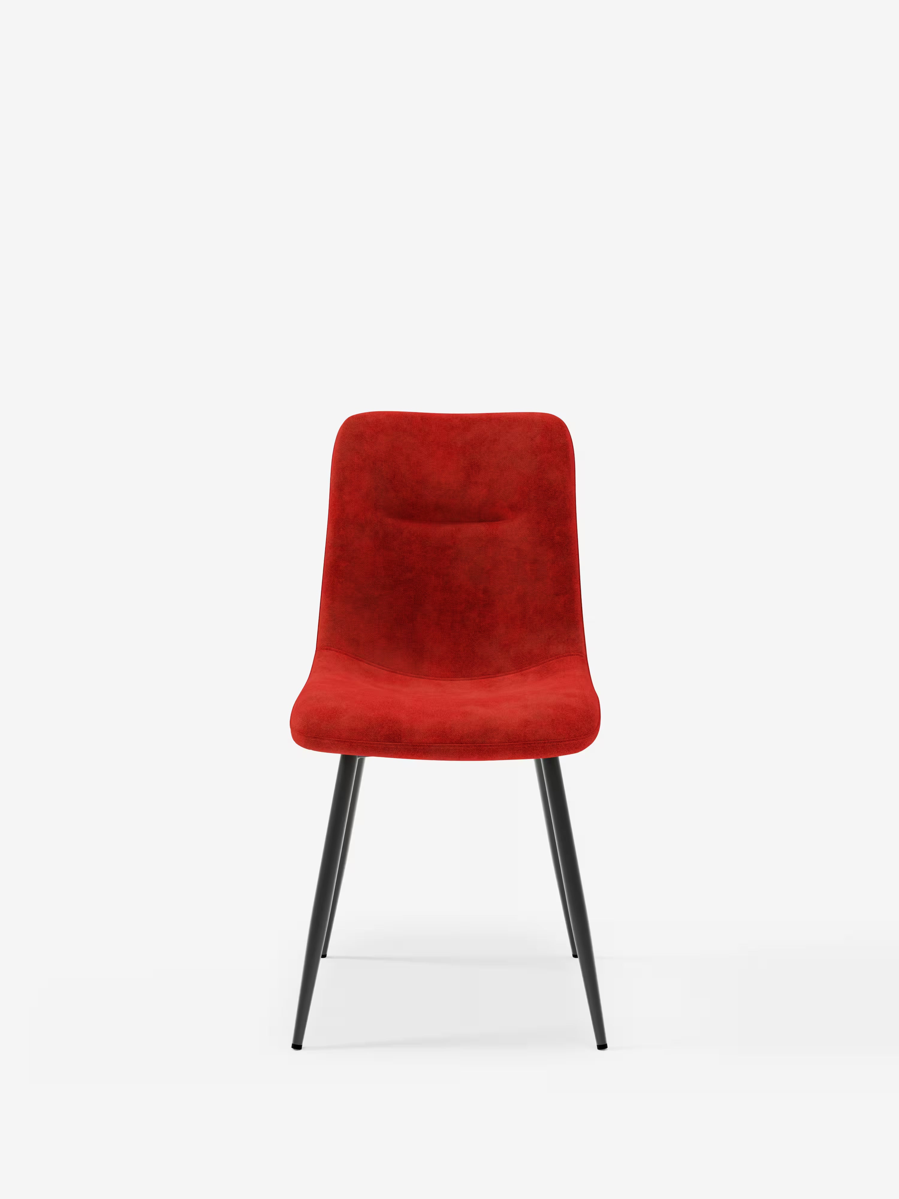 Chaise Mandy rembourrée rouge avec pieds en métal laqué noir