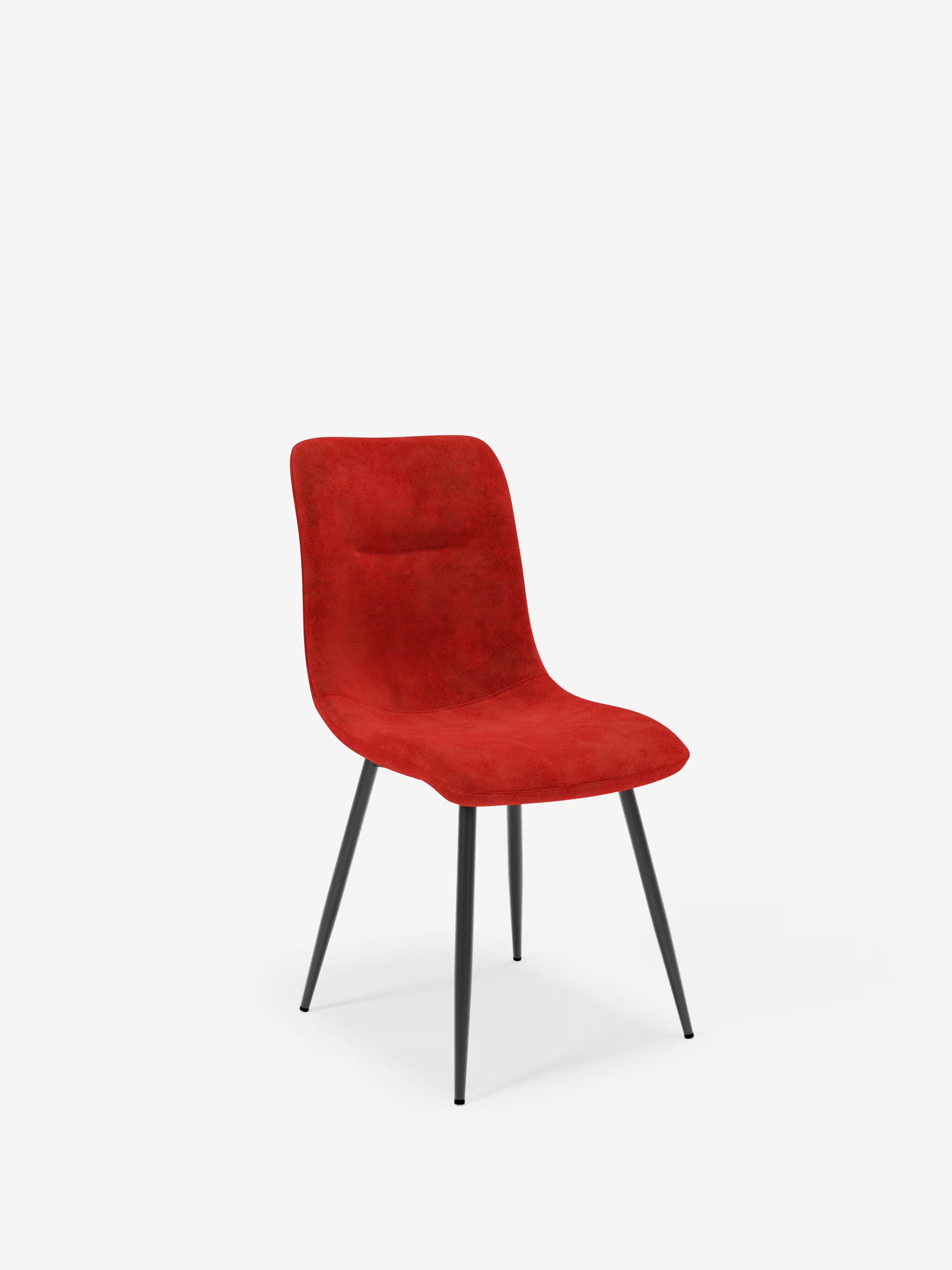Chaise Mandy rembourrée rouge avec pieds en métal laqué noir