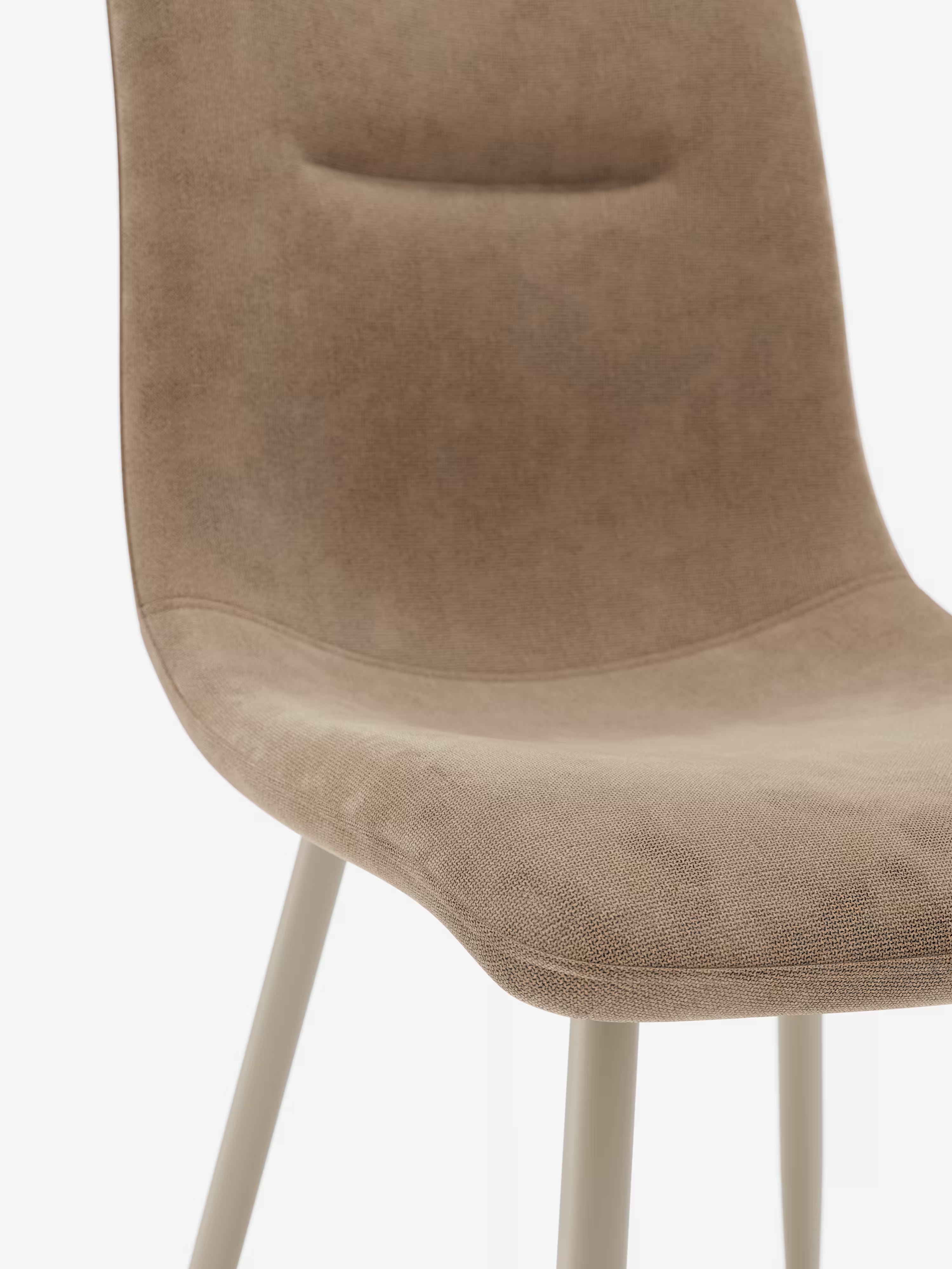 Mandy sedia imbottita tortora con gambe in metallo verniciato perla beige