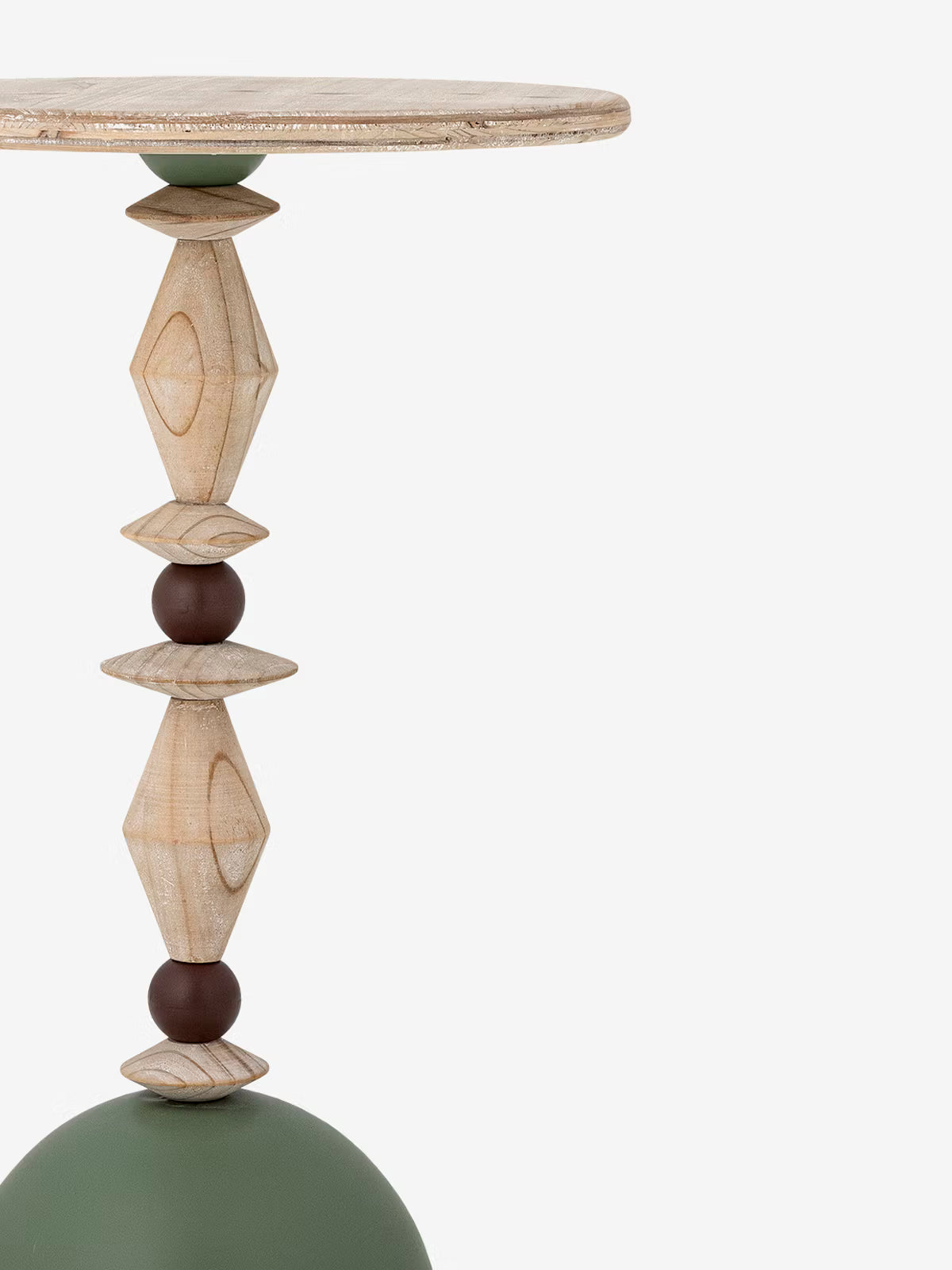 Mannelli Round side table in fir wood and green metal - side table Ø40 cm