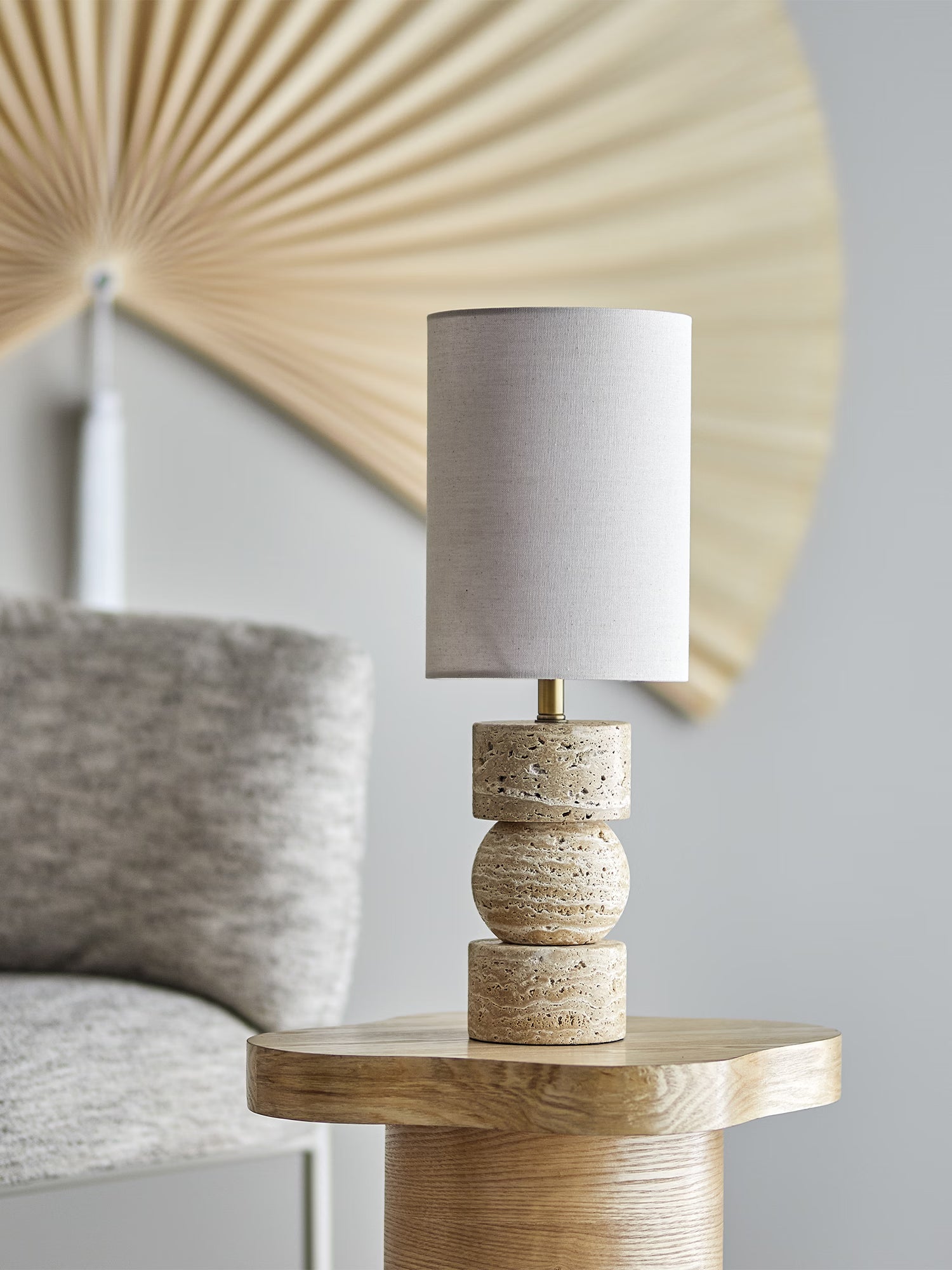 Marci Lampe de table en travertin naturel - style nordique et naturel