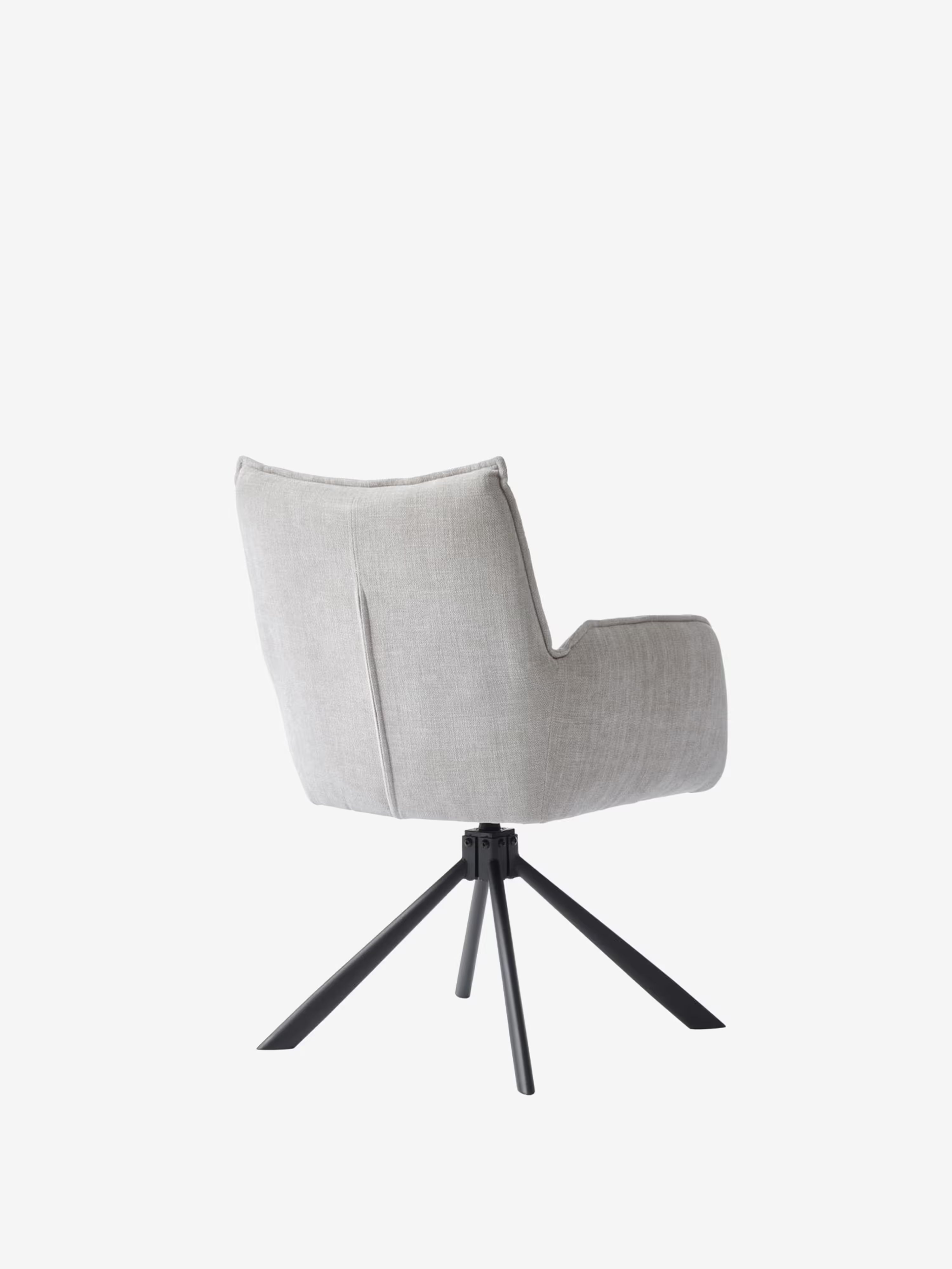 Marilla Chaise pivotante rembourrée en tissu - dossier matelassé et base en métal noir