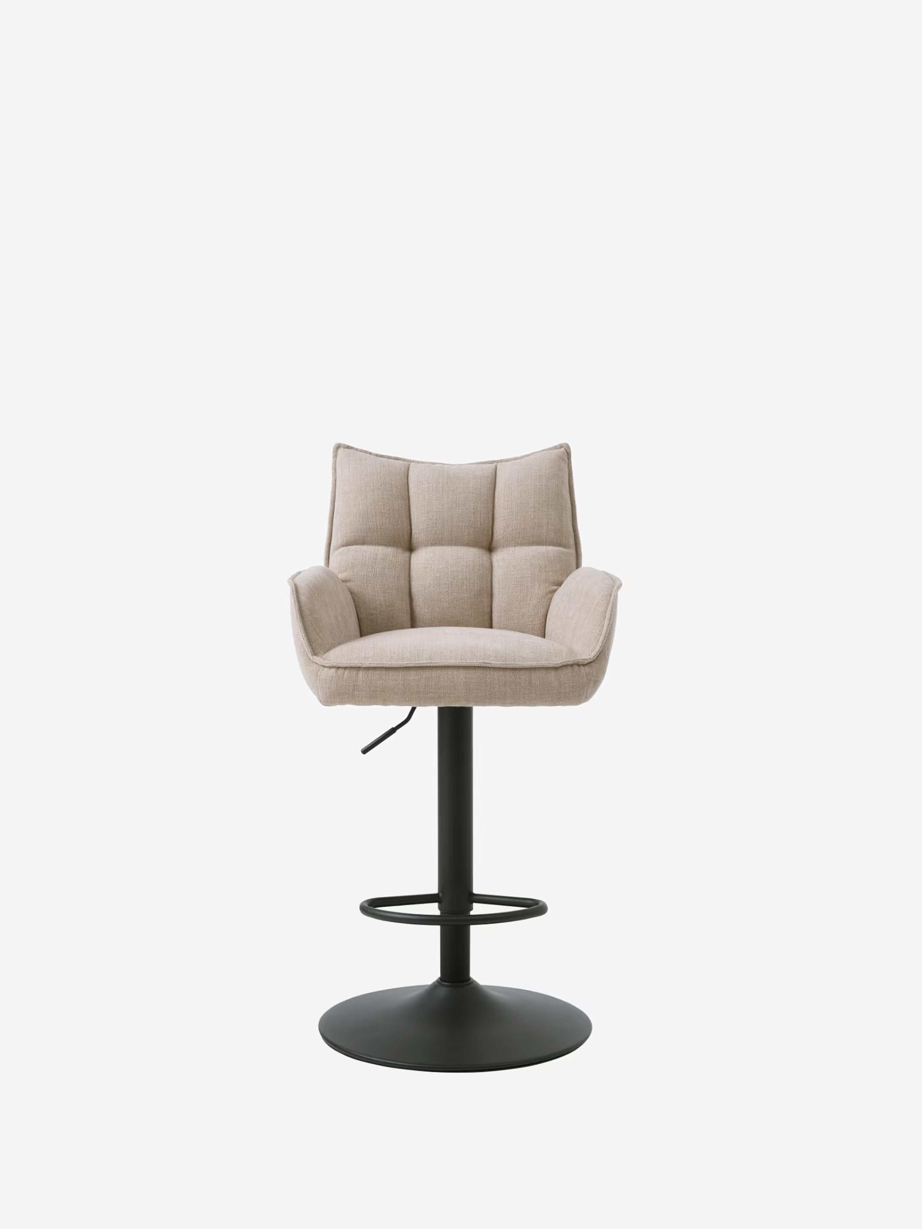 Marilla Tabouret de bar réglable en hauteur et pivotant - tissu certifié et base en métal
