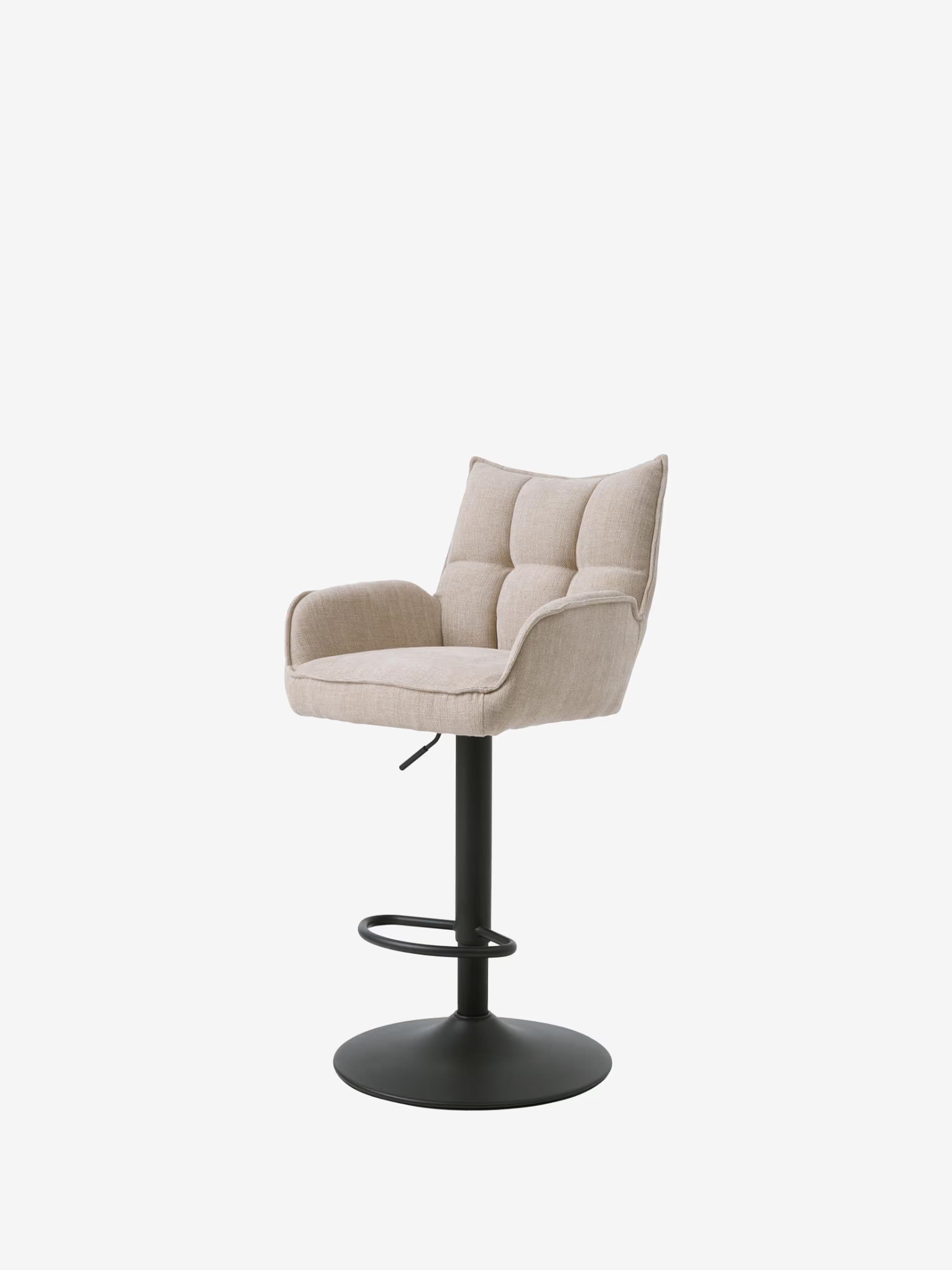 Marilla Tabouret de bar réglable en hauteur et pivotant - tissu certifié et base en métal
