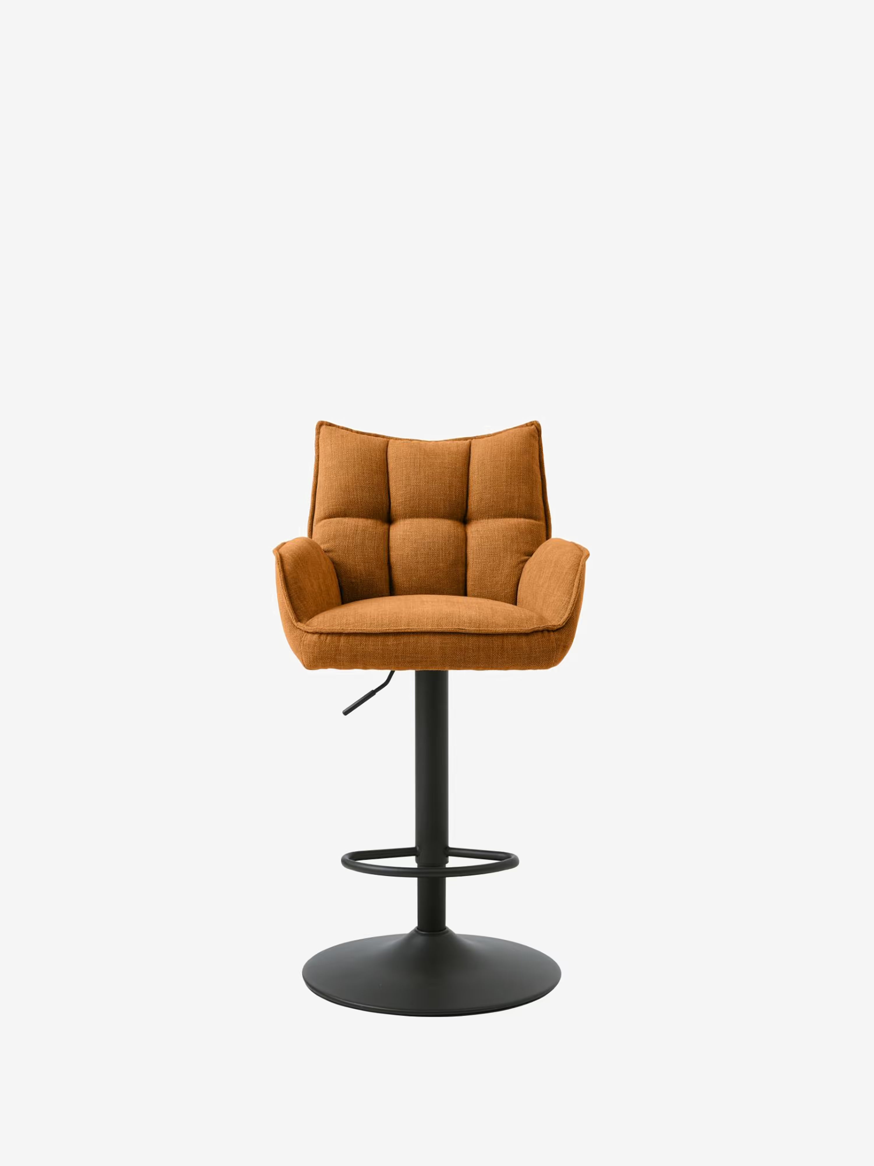 Marilla Tabouret de bar réglable en hauteur et pivotant - tissu certifié et base en métal
