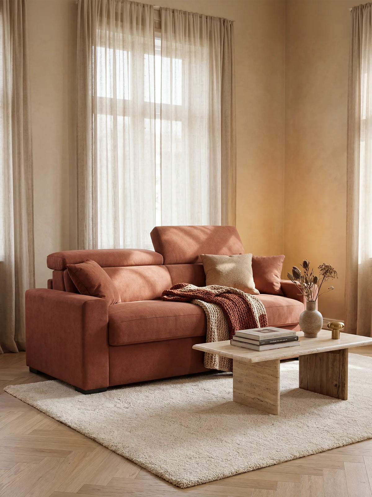 Maximus Divano letto 3 posti e materasso ALTO 20 cm - Poggiatesta reclinabili in tessuto smacchiabile Oeko-Tex