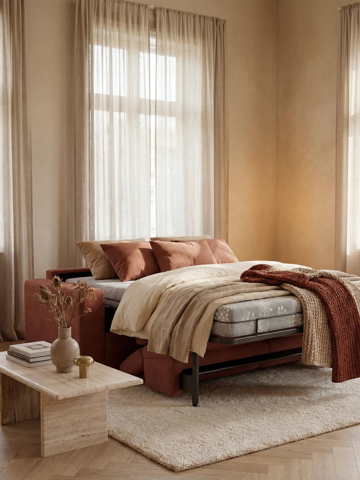 Maximus Divano letto 3 posti e materasso ALTO 20 cm - Poggiatesta reclinabili in tessuto smacchiabile Oeko-Tex