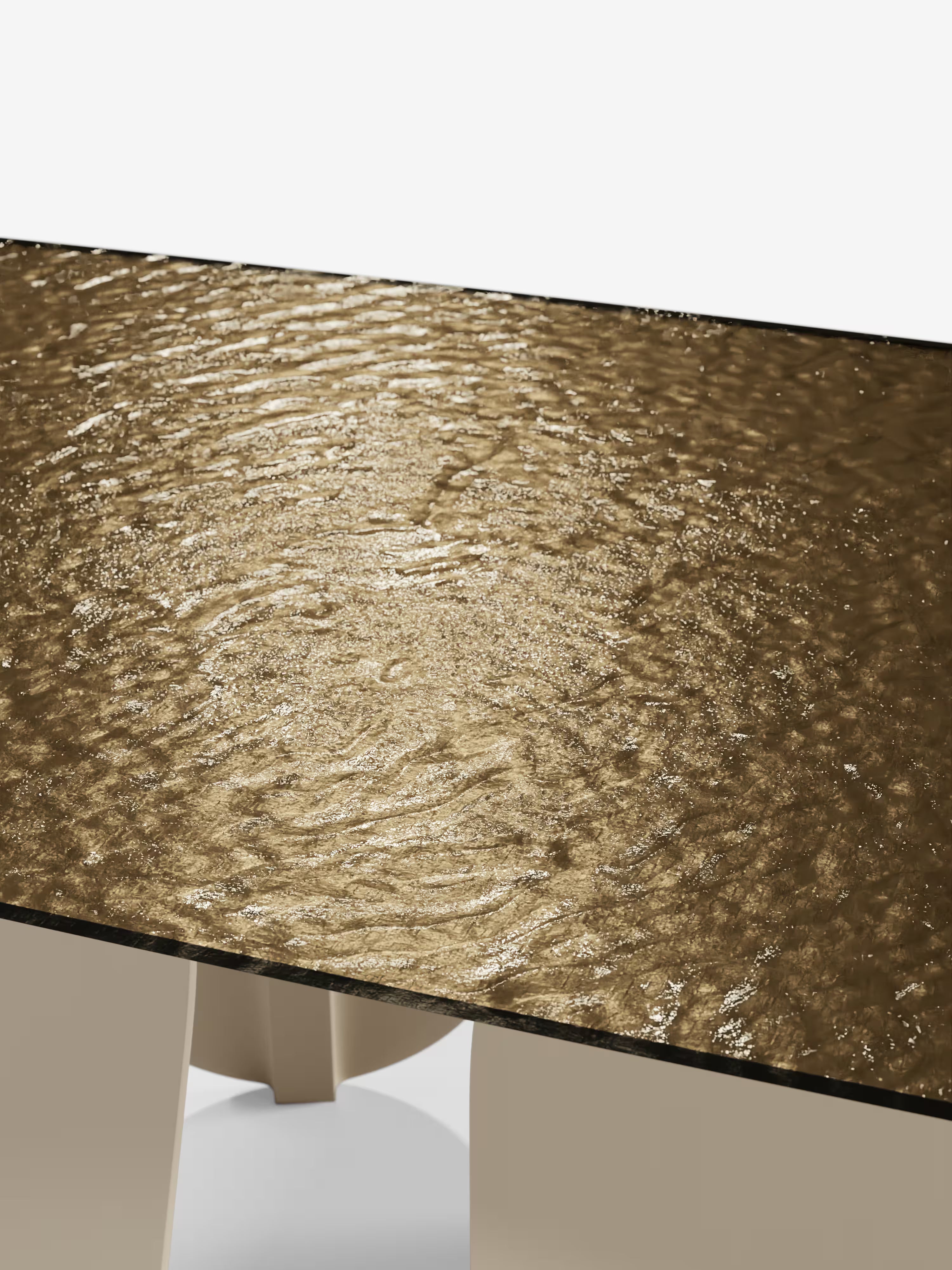 Maya Mesa de comedor rectangular en vidrio martillado 210/240 cm