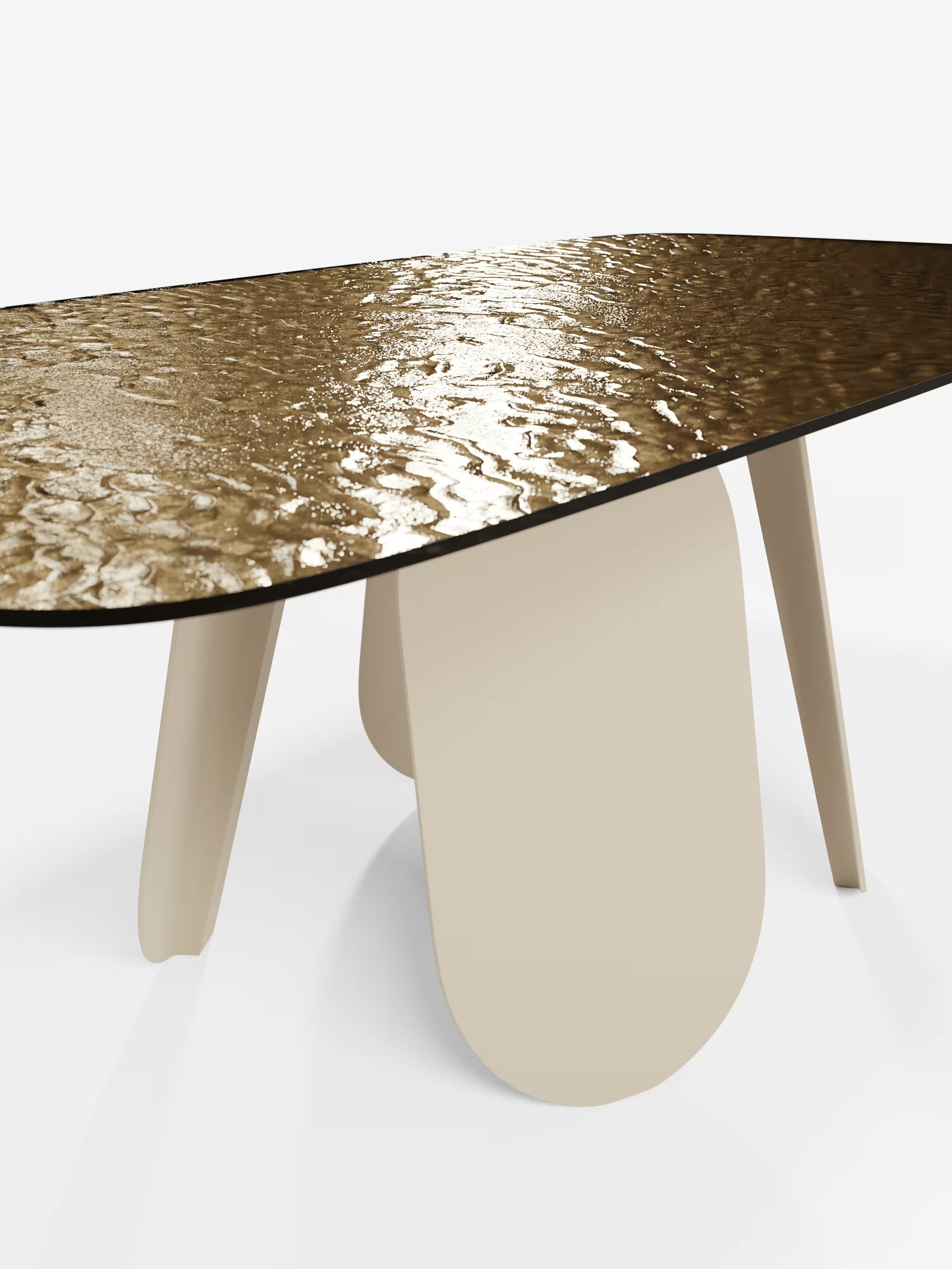 Maya Mesa de comedor rectangular en vidrio martillado 210/240 cm