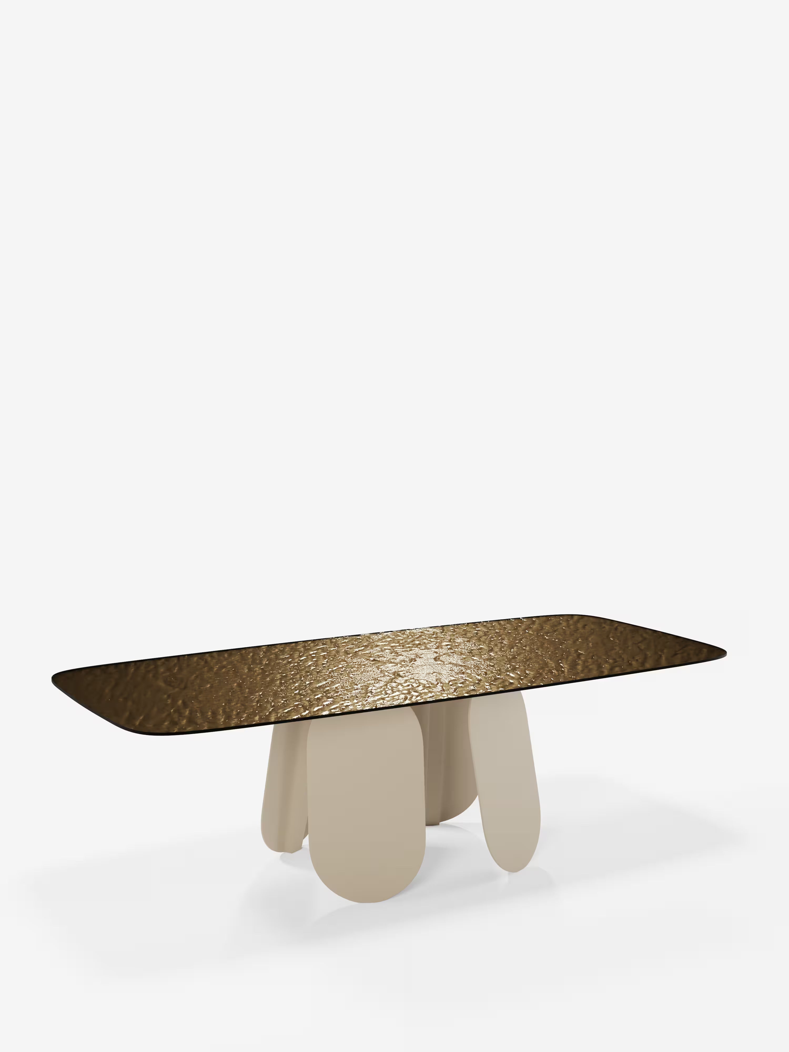 Maya Mesa de comedor rectangular en vidrio martillado 210/240 cm