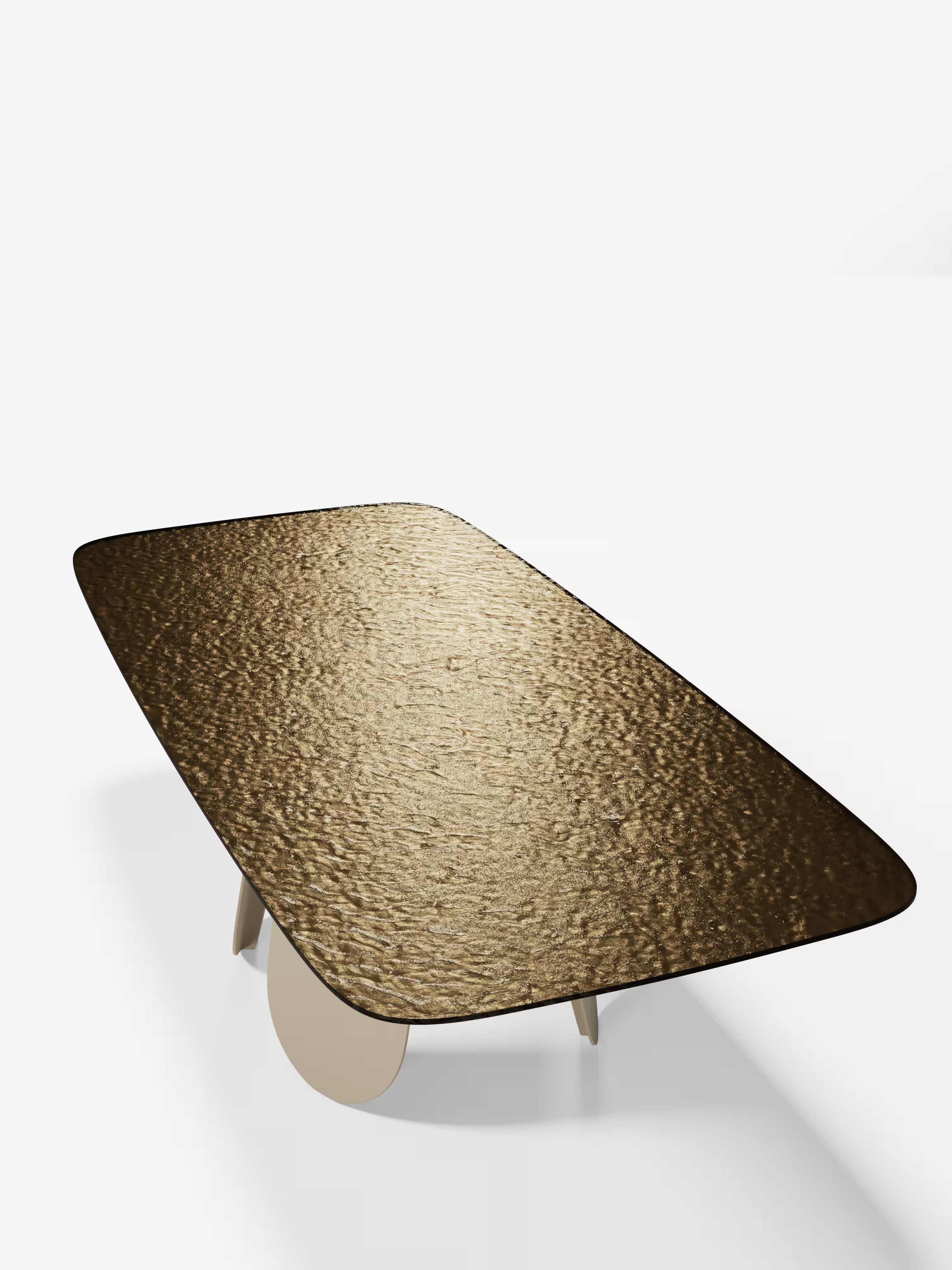 Maya Mesa de comedor rectangular en vidrio martillado 210/240 cm