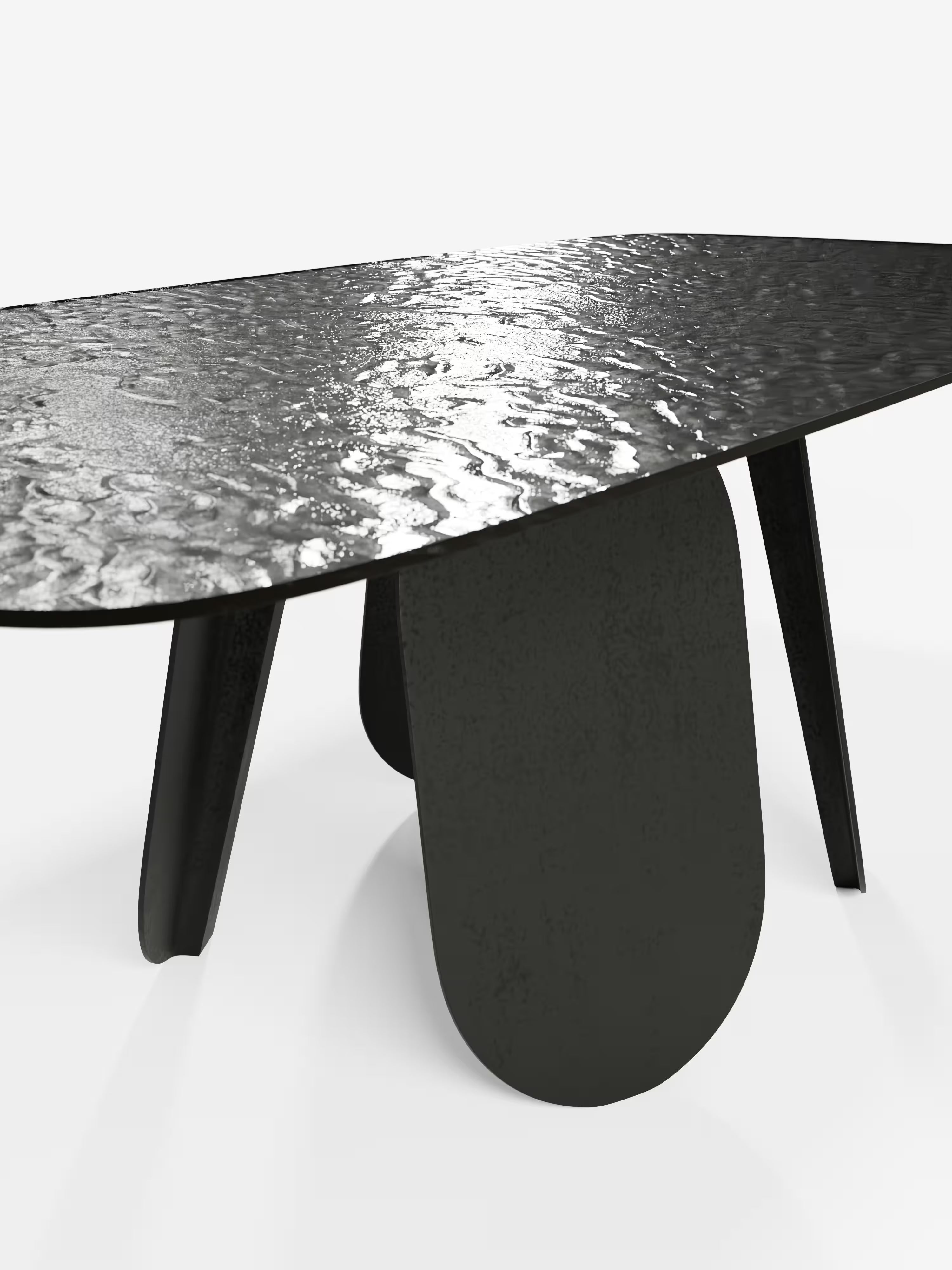 Maya Mesa de comedor rectangular en vidrio martillado 210/240 cm