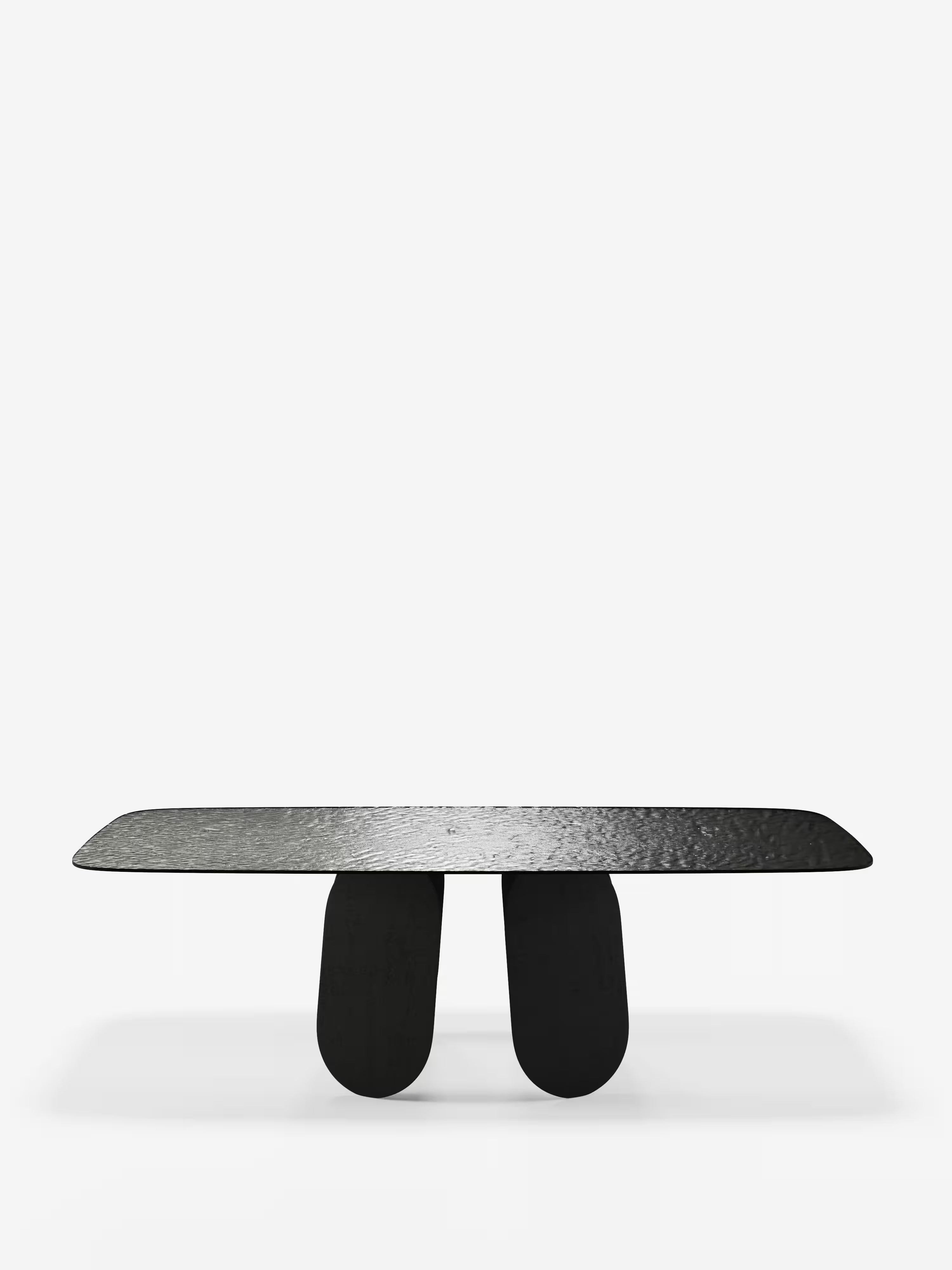 Maya Mesa de comedor rectangular en vidrio martillado 210/240 cm