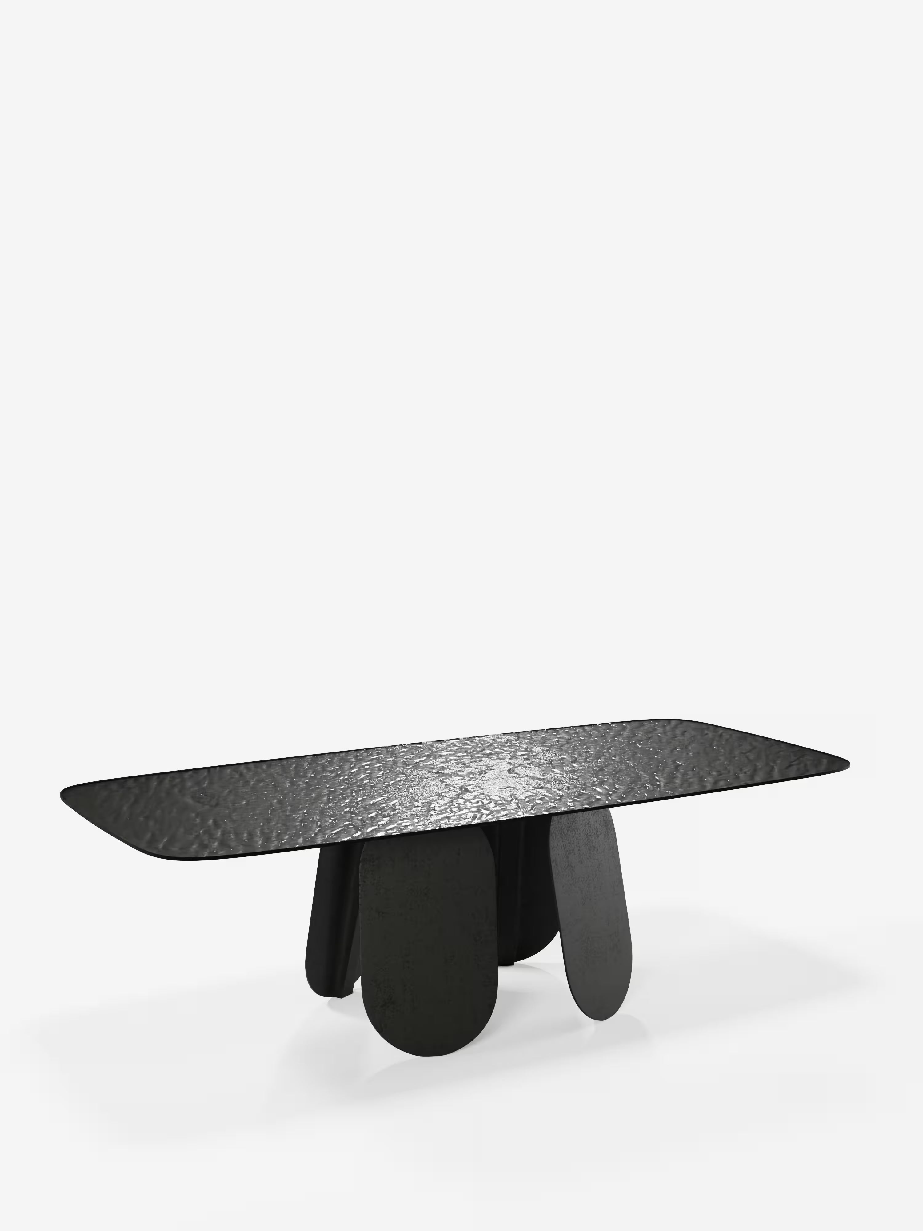 Maya Mesa de comedor rectangular en vidrio martillado 210/240 cm