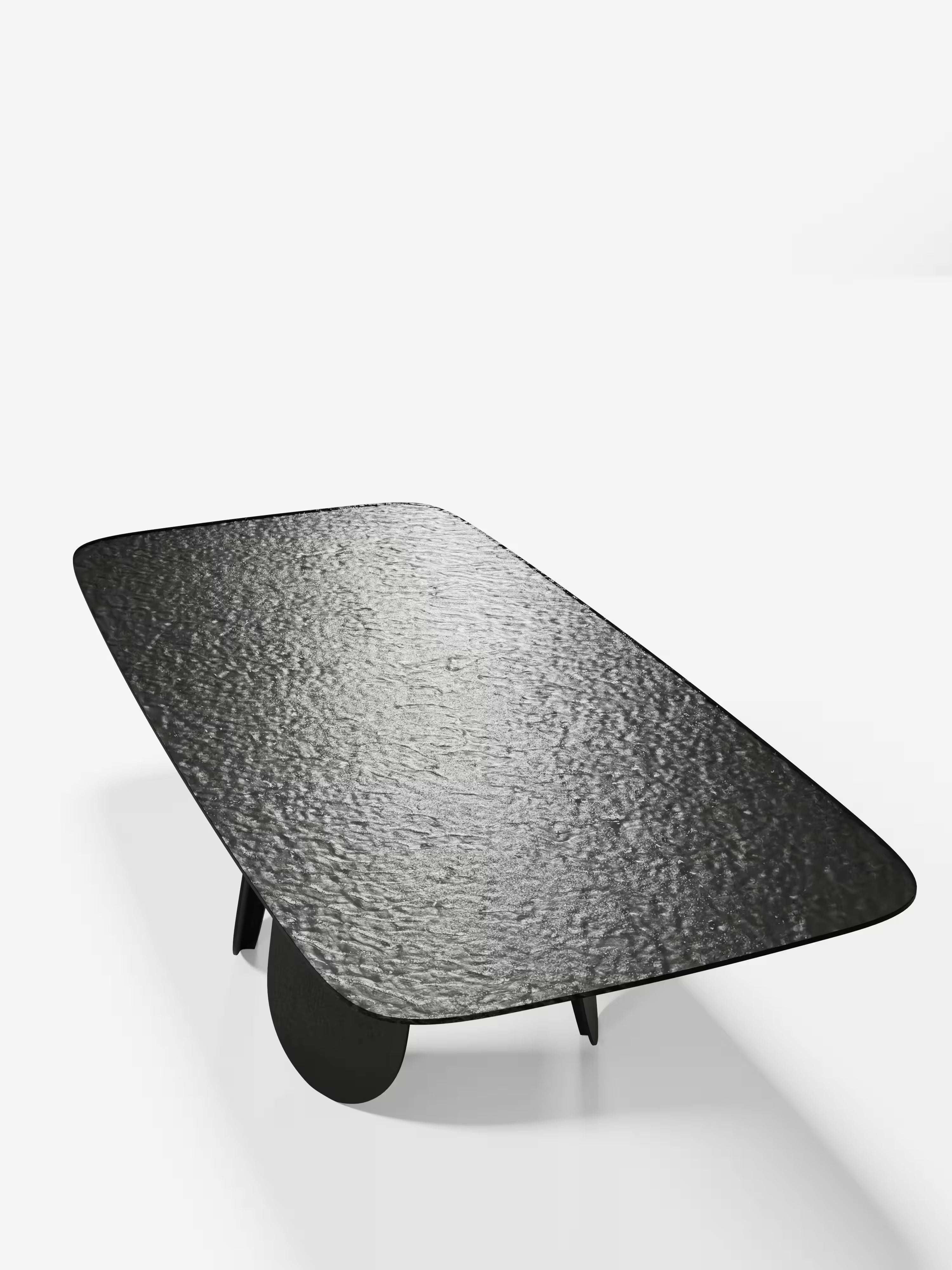 Maya Mesa de comedor rectangular en vidrio martillado 210/240 cm